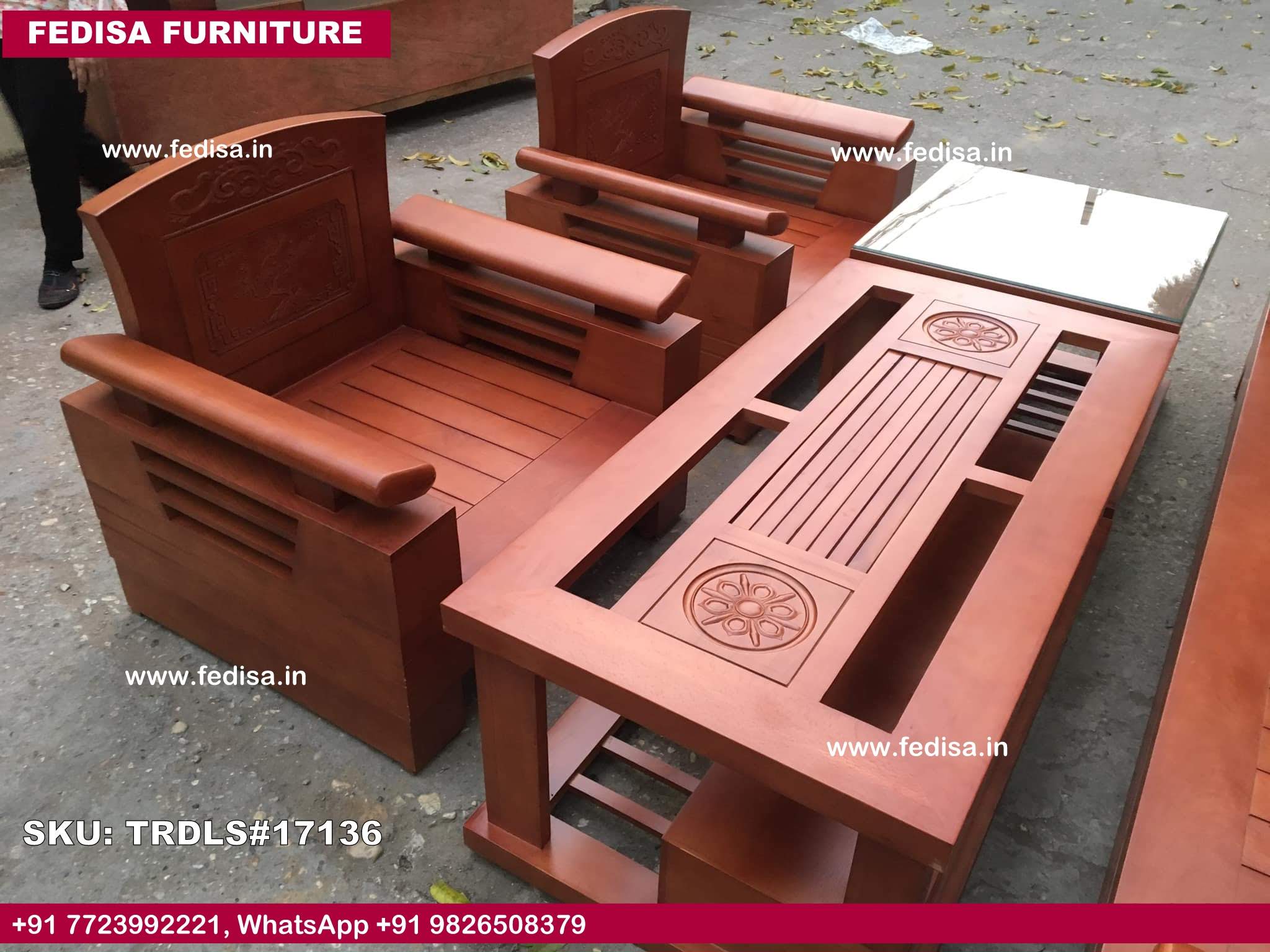 Traditional Teak Wood Sofa Set-0042