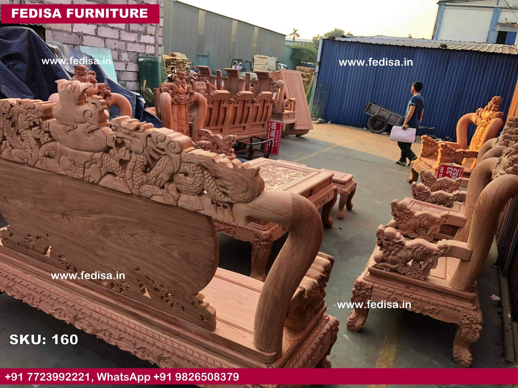 Traditional Teak Wood Sofa Set-0069