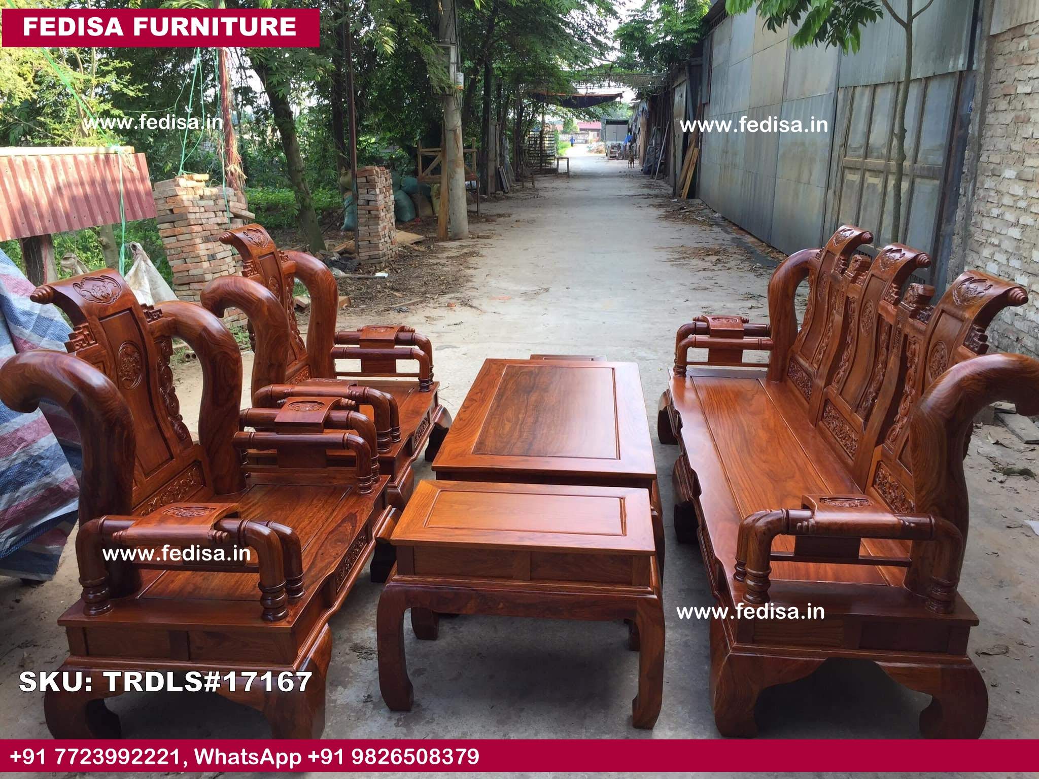 Traditional Teak Wood Sofa Set-0076