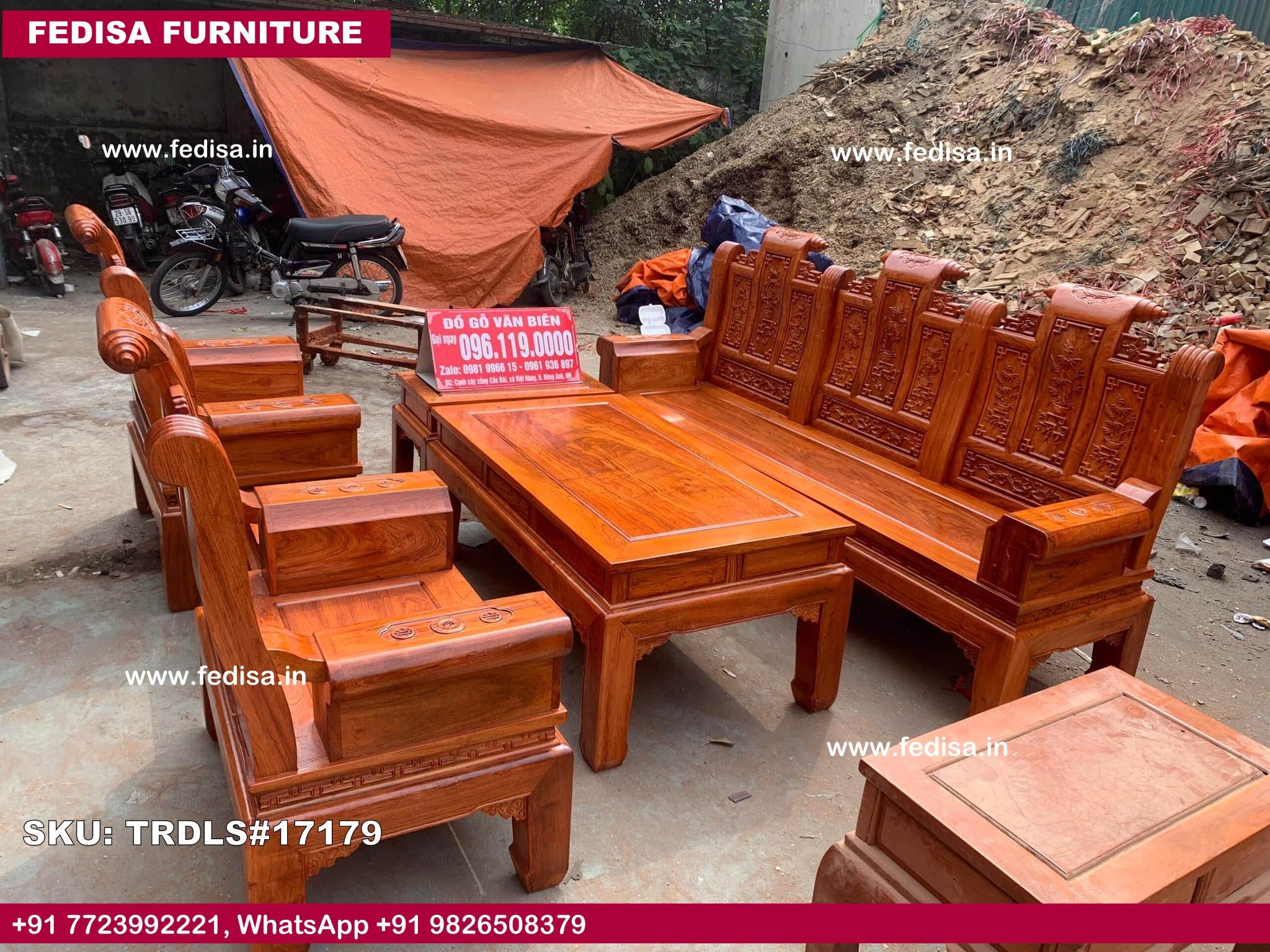 Traditional Teak Wood Sofa Set-0089