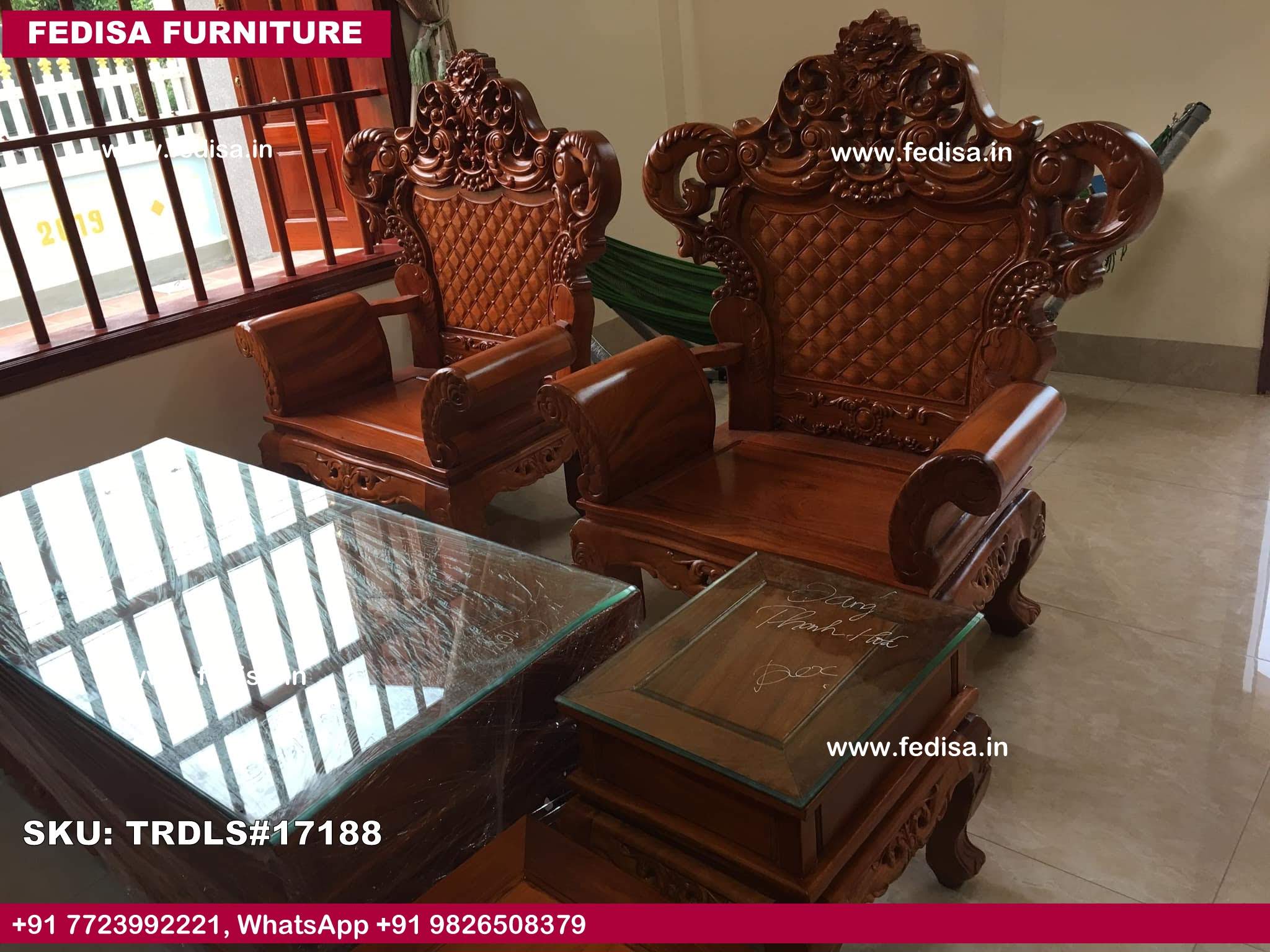 Traditional Teak Wood Sofa Set-0099