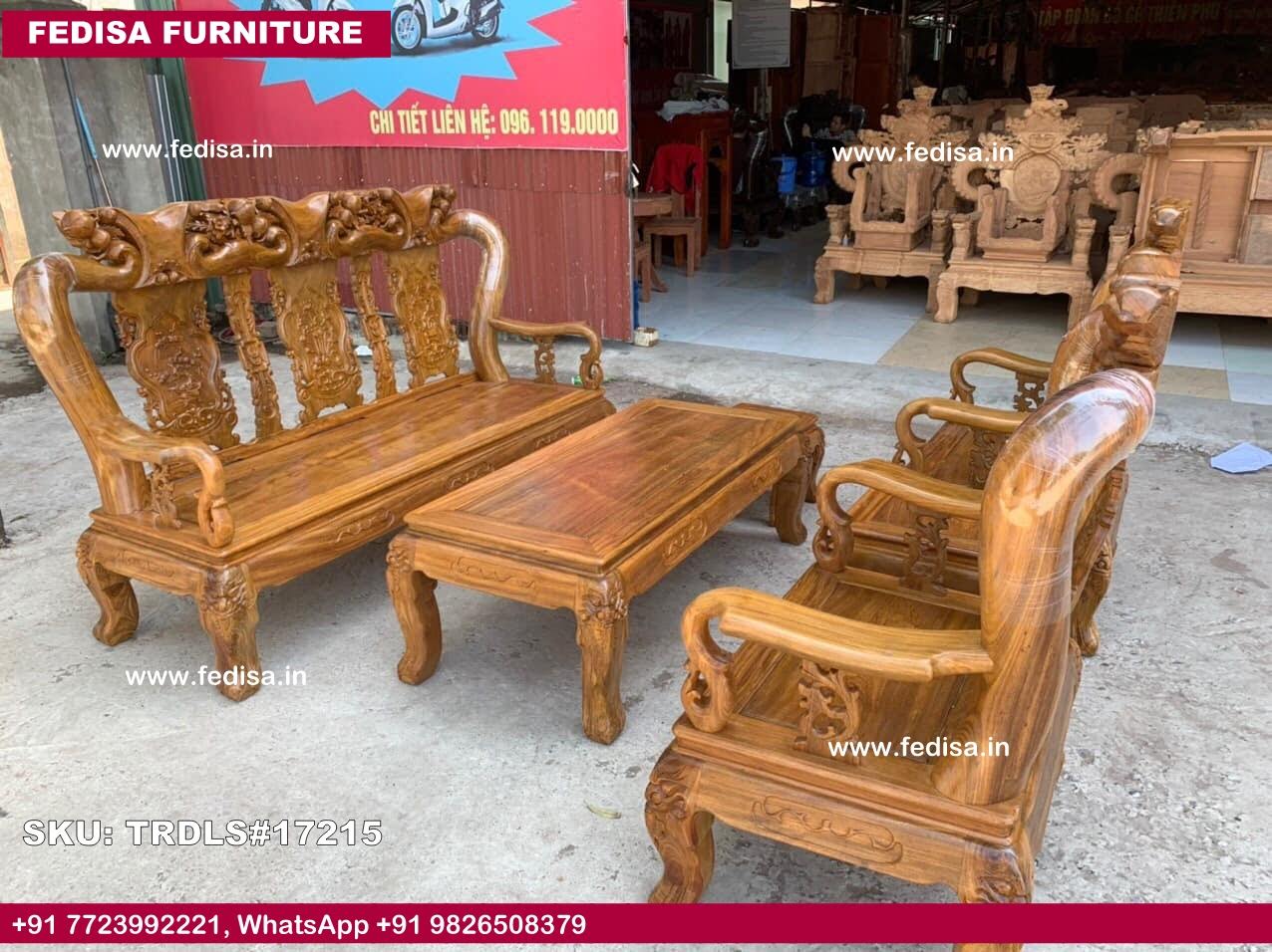 Traditional Teak Wood Sofa Set-0129