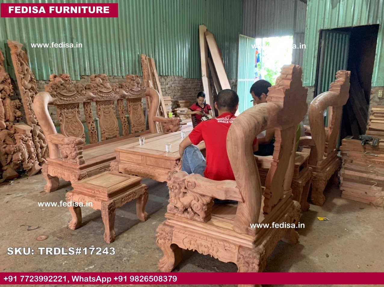 Traditional Teak Wood Sofa Set-0160