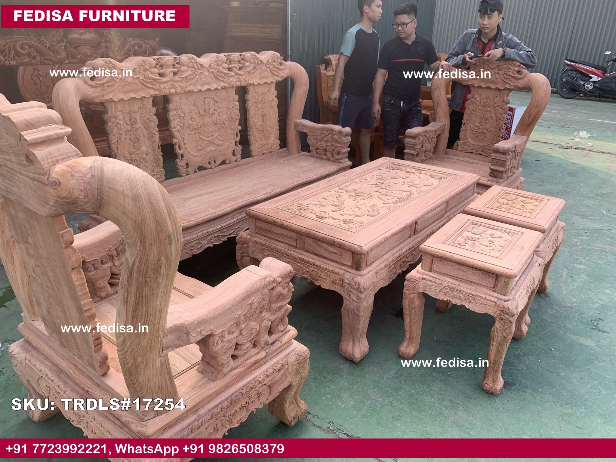 Traditional Teak Wood Sofa Set-0172