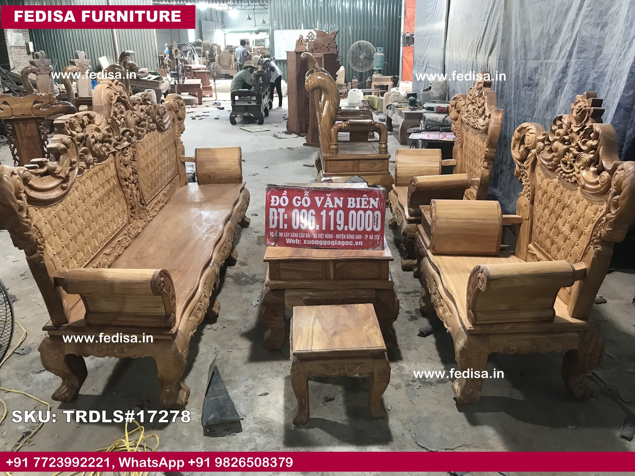 Traditional Teak Wood Sofa Set-0198
