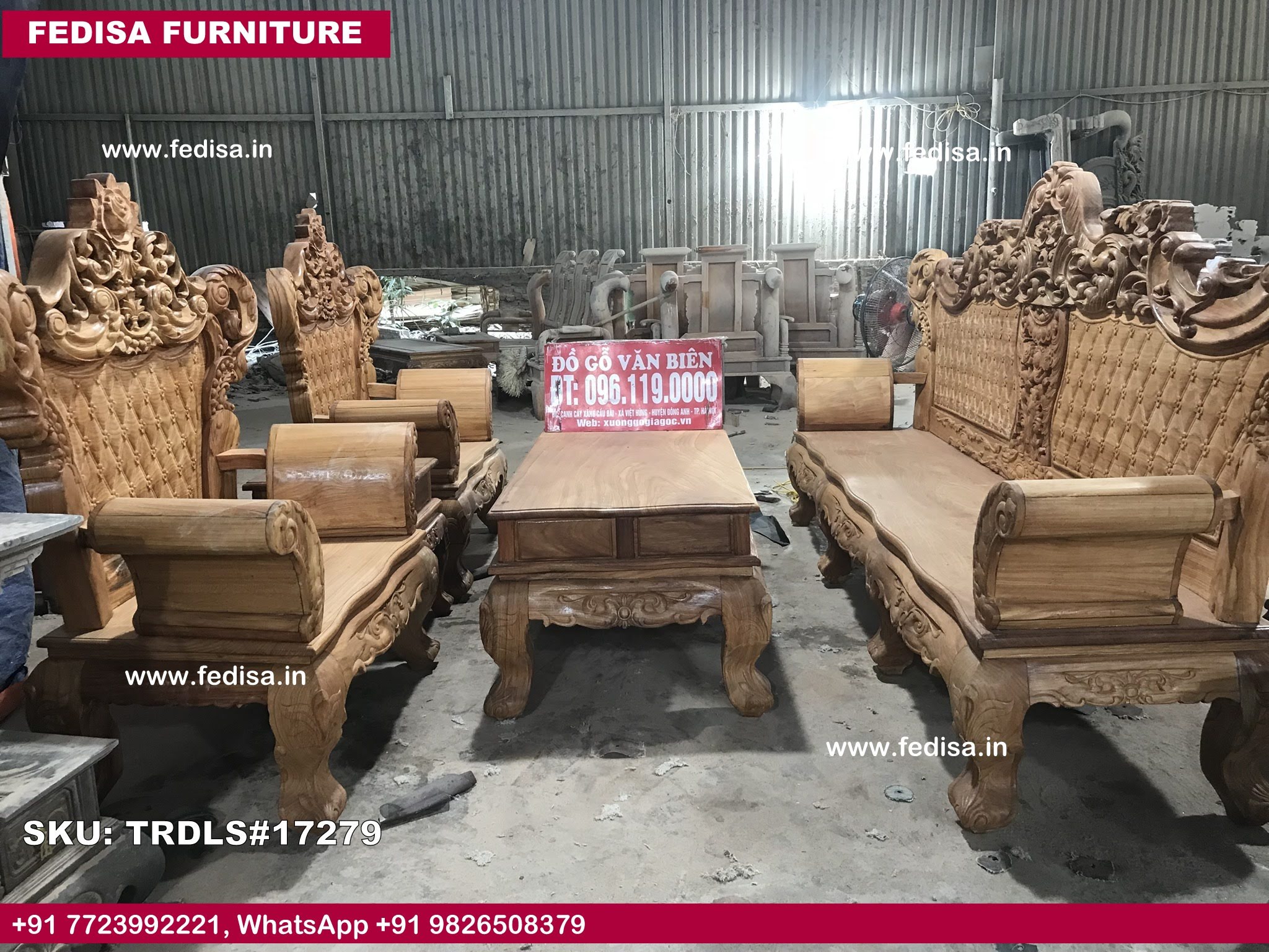 Traditional Teak Wood Sofa Set-0199