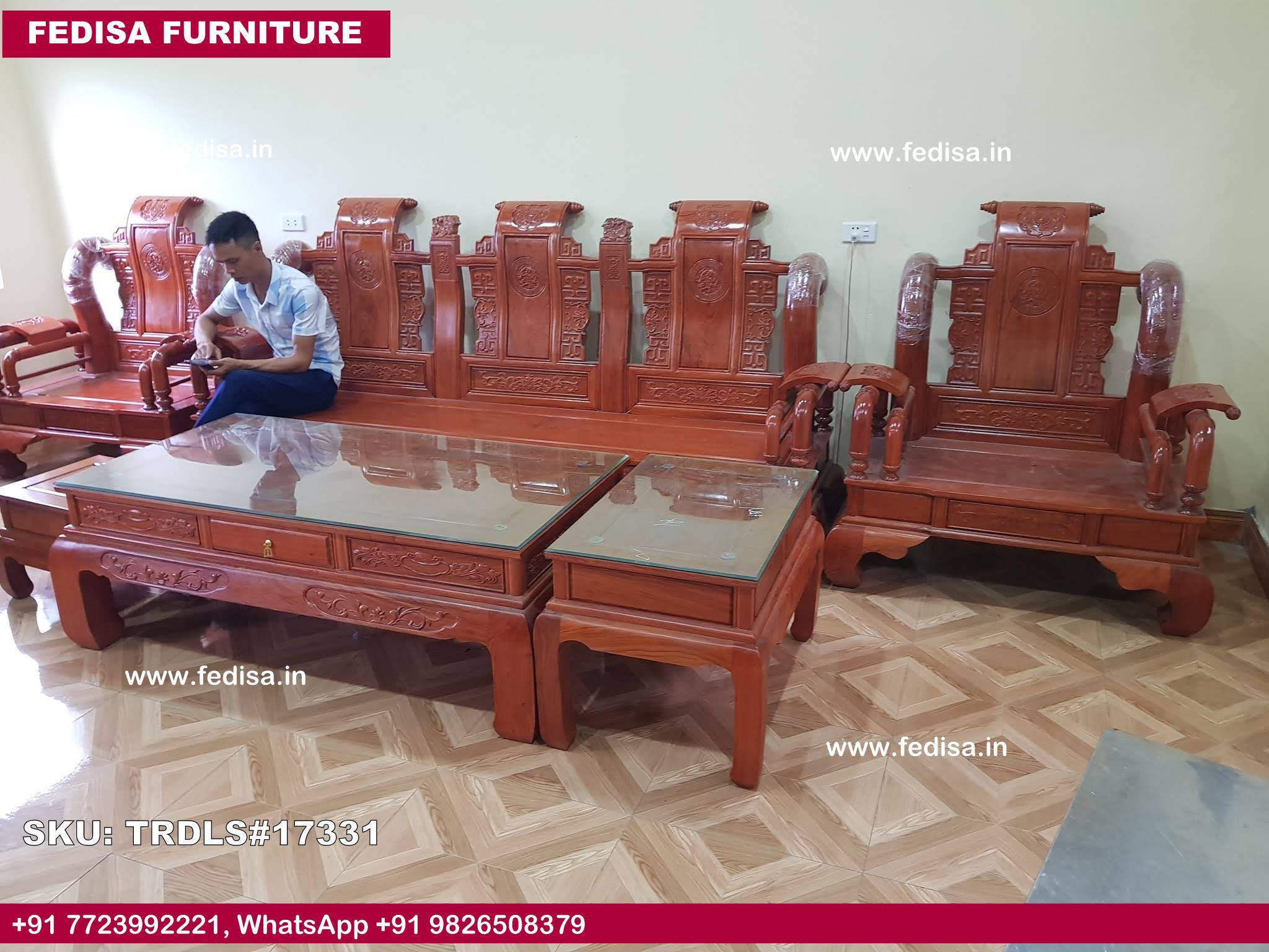 Traditional Teak Wood Sofa Set-0258