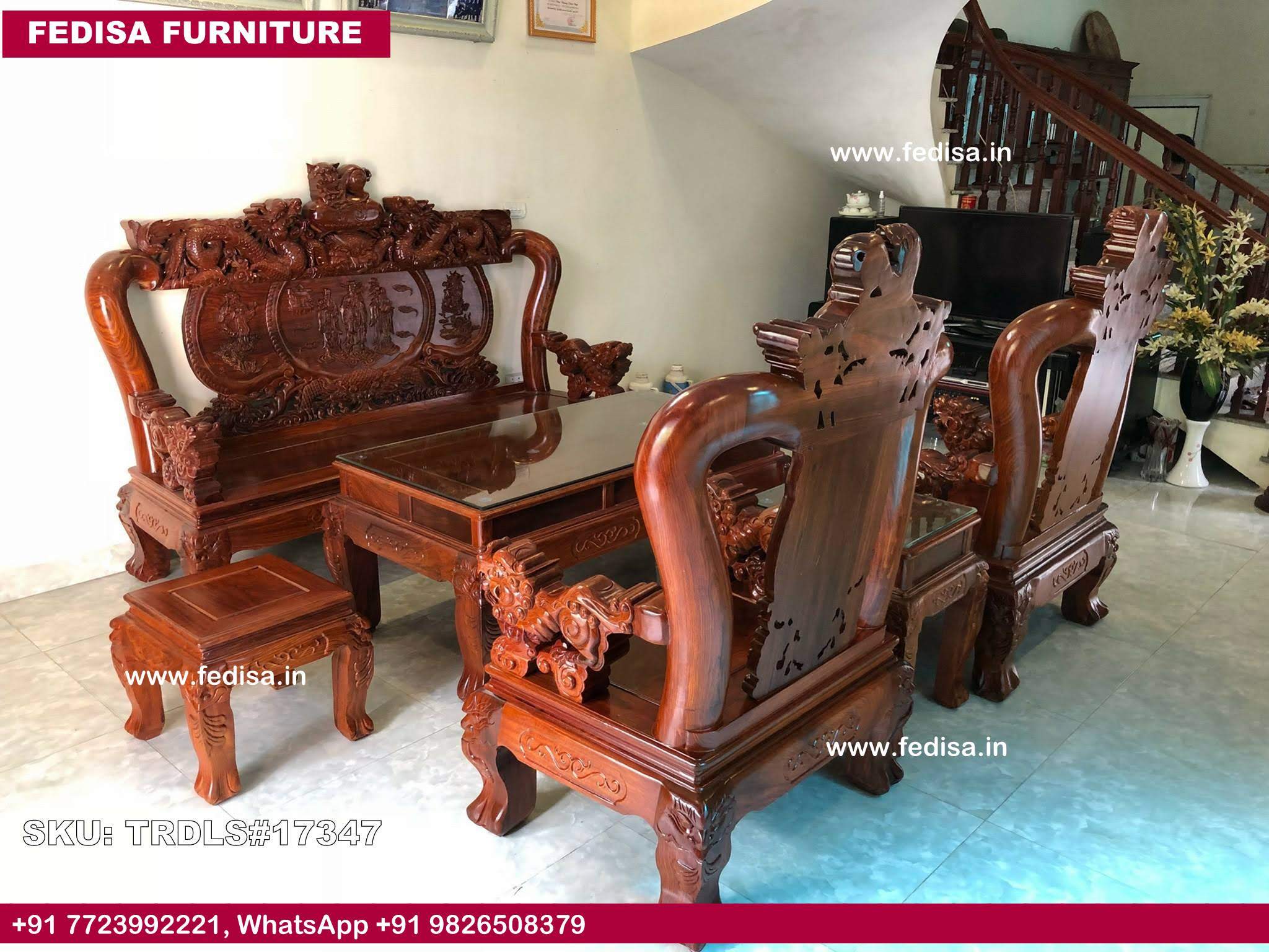 Traditional Teak Wood Sofa Set-0275
