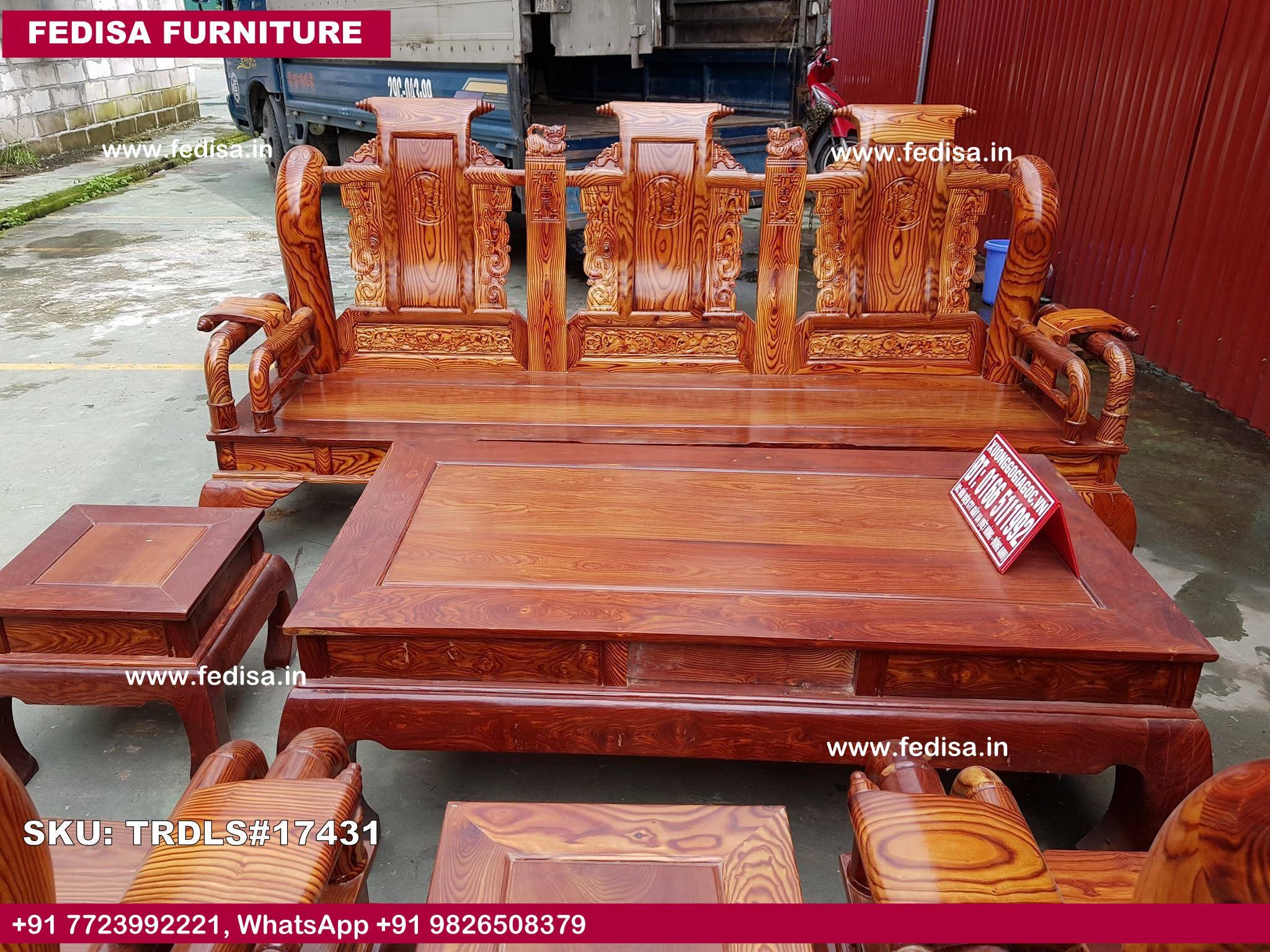 Traditional Teak Wood Sofa Set-0369