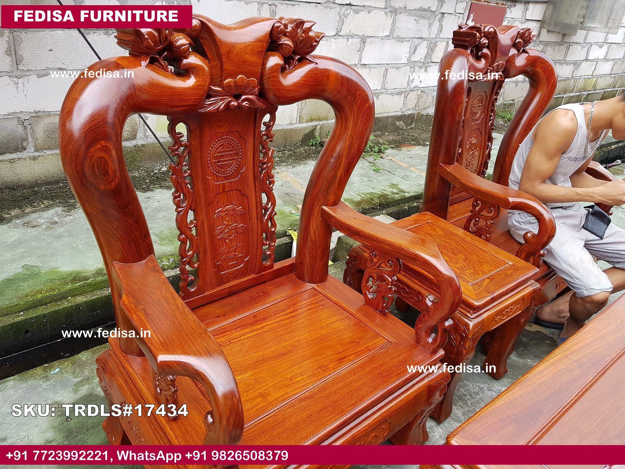 Traditional Teak Wood Sofa Set-0372