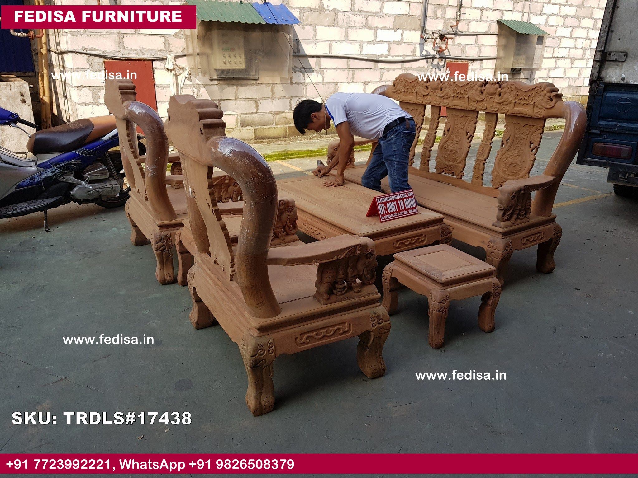 Traditional Teak Wood Sofa Set-0376