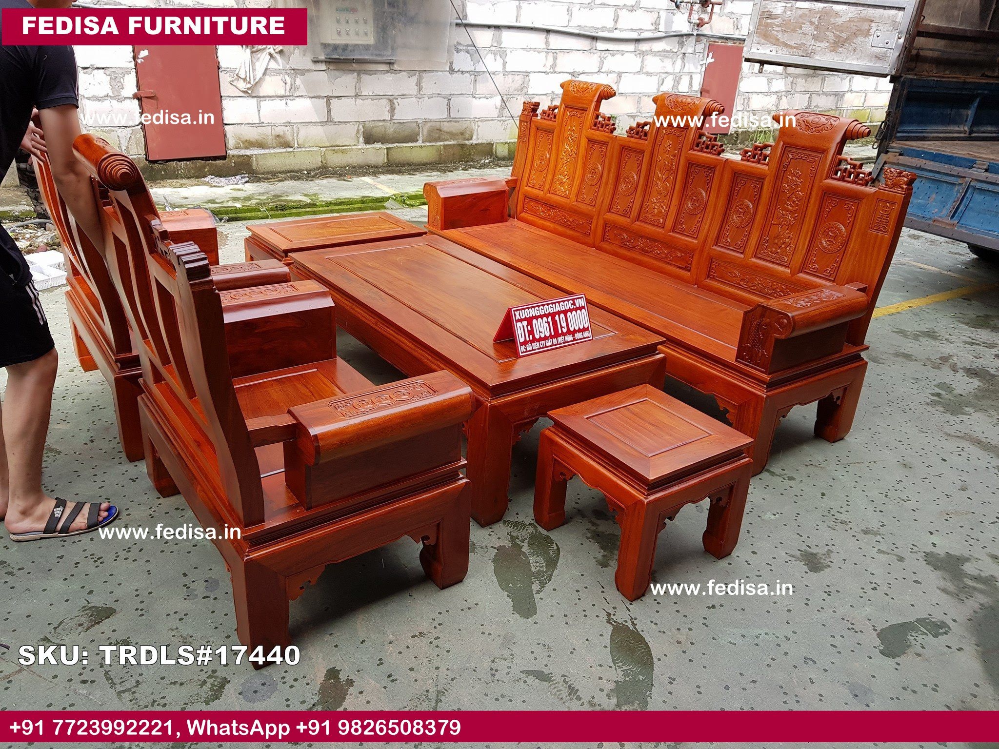 Traditional Teak Wood Sofa Set-0379