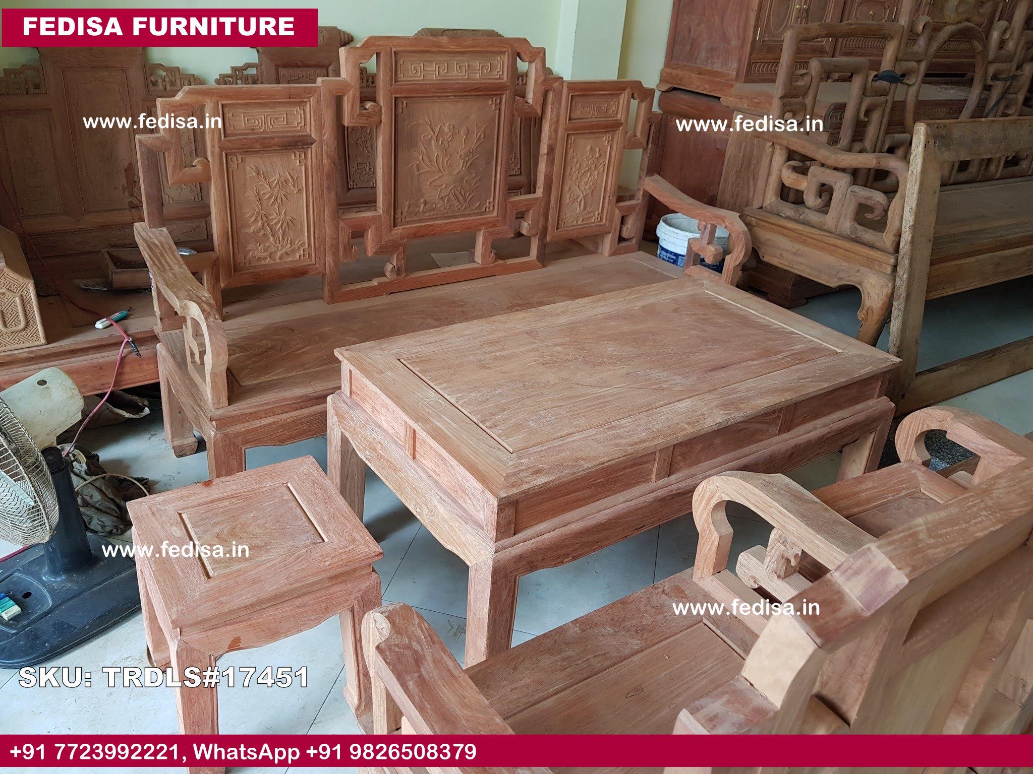 Traditional Teak Wood Sofa Set-0391