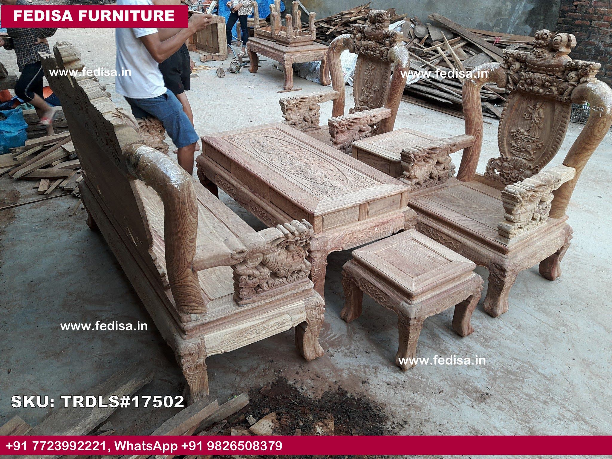 Traditional Teak Wood Sofa Set-0433