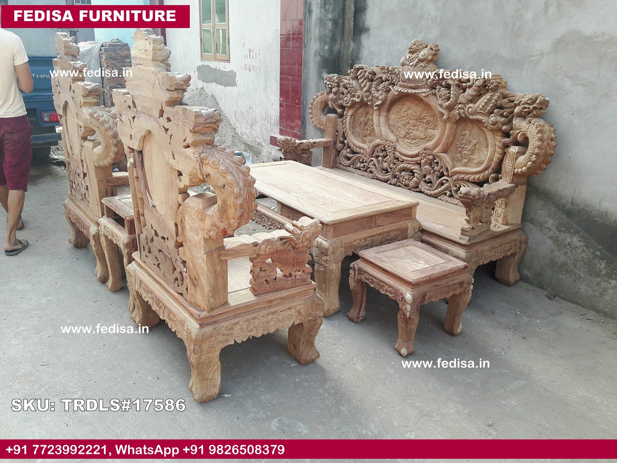Traditional Teak Wood Sofa Set-0525