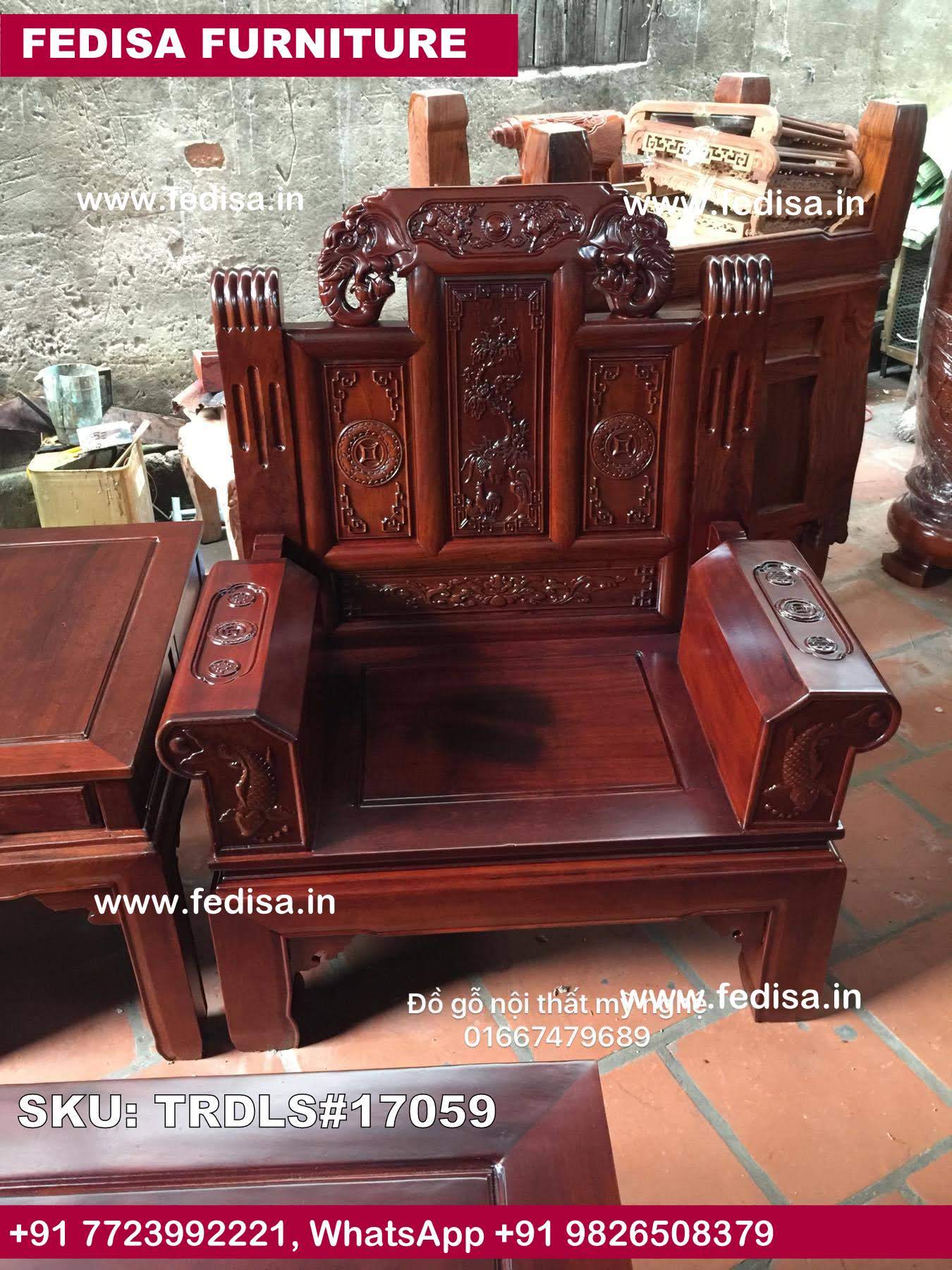 Traditional Teak Wood Sofa Set-0529