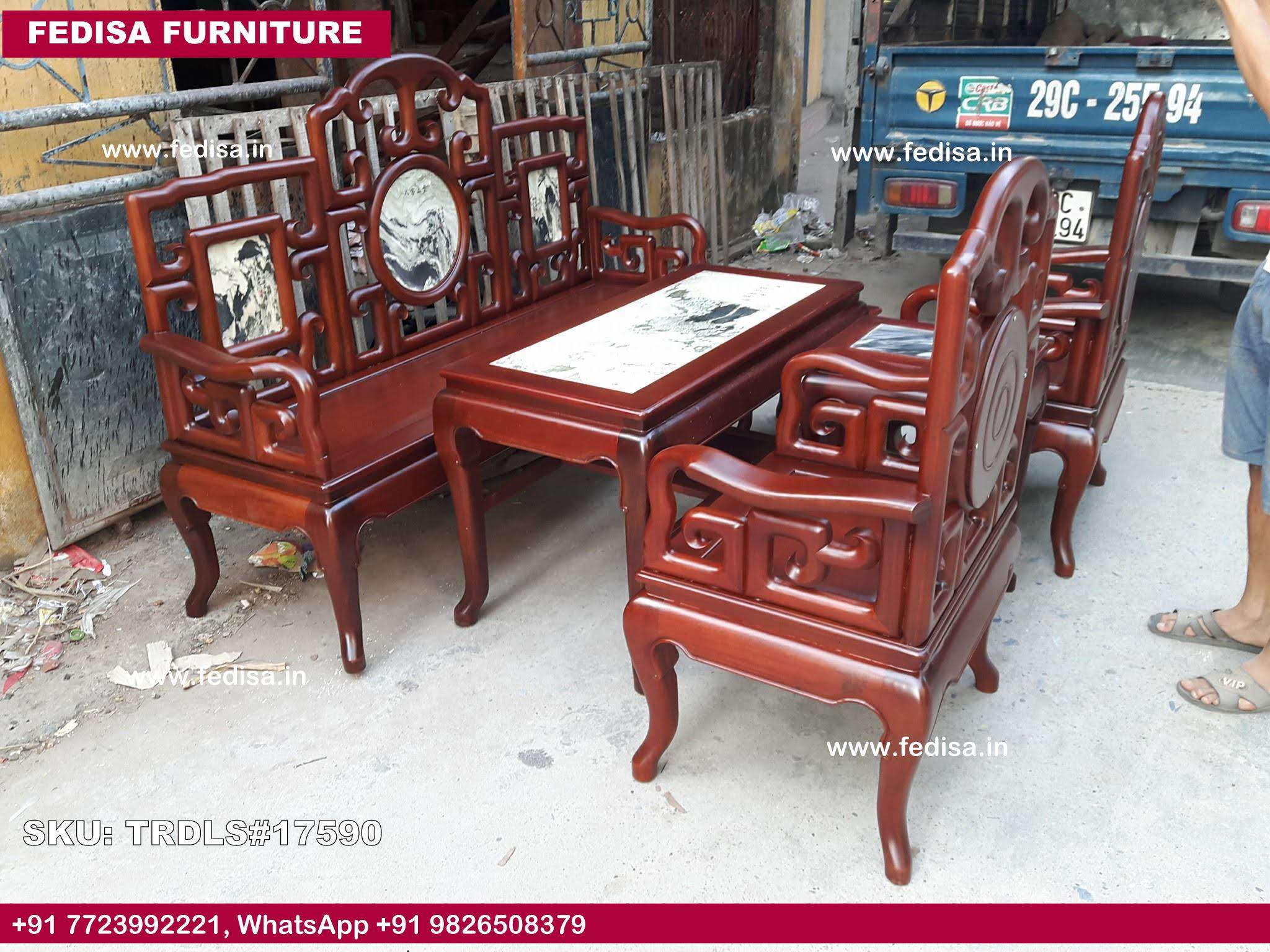 Traditional Teak Wood Sofa Set-0530