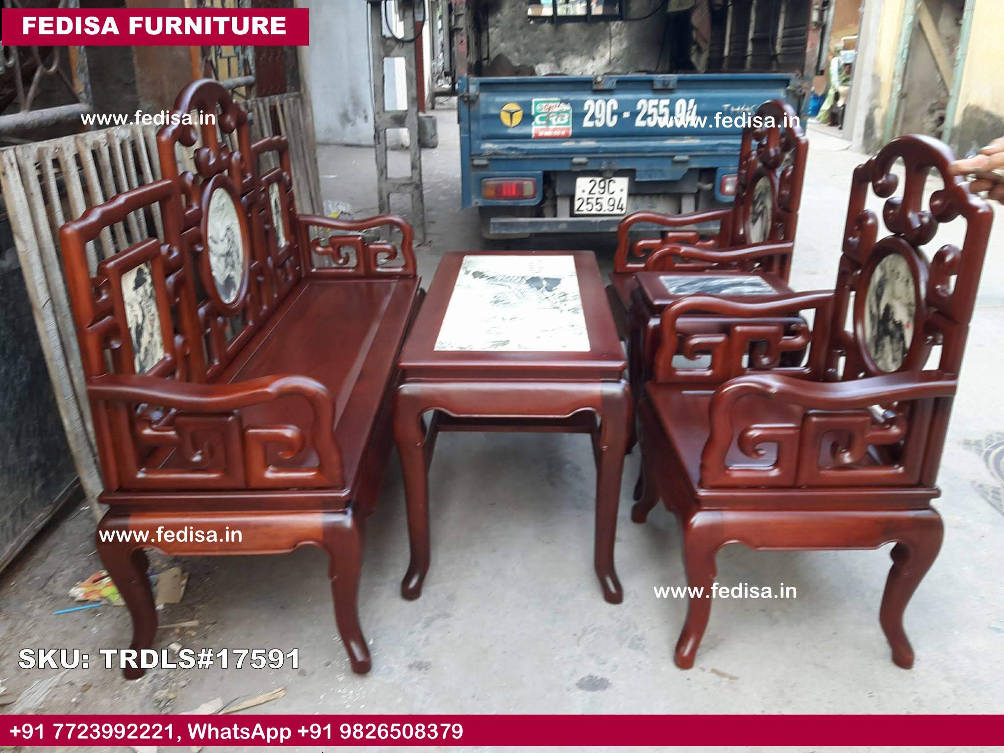 Traditional Teak Wood Sofa Set-0531