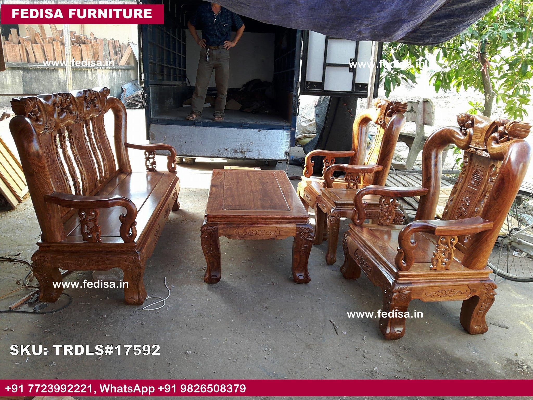 Traditional Teak Wood Sofa Set-0532