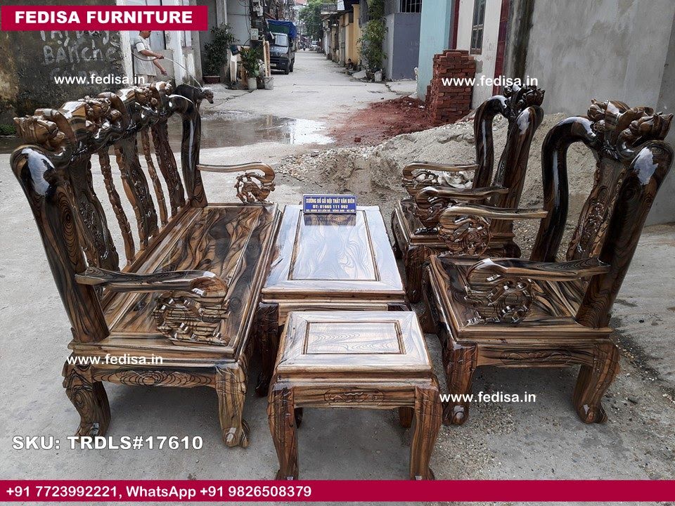Traditional Teak Wood Sofa Set-0553