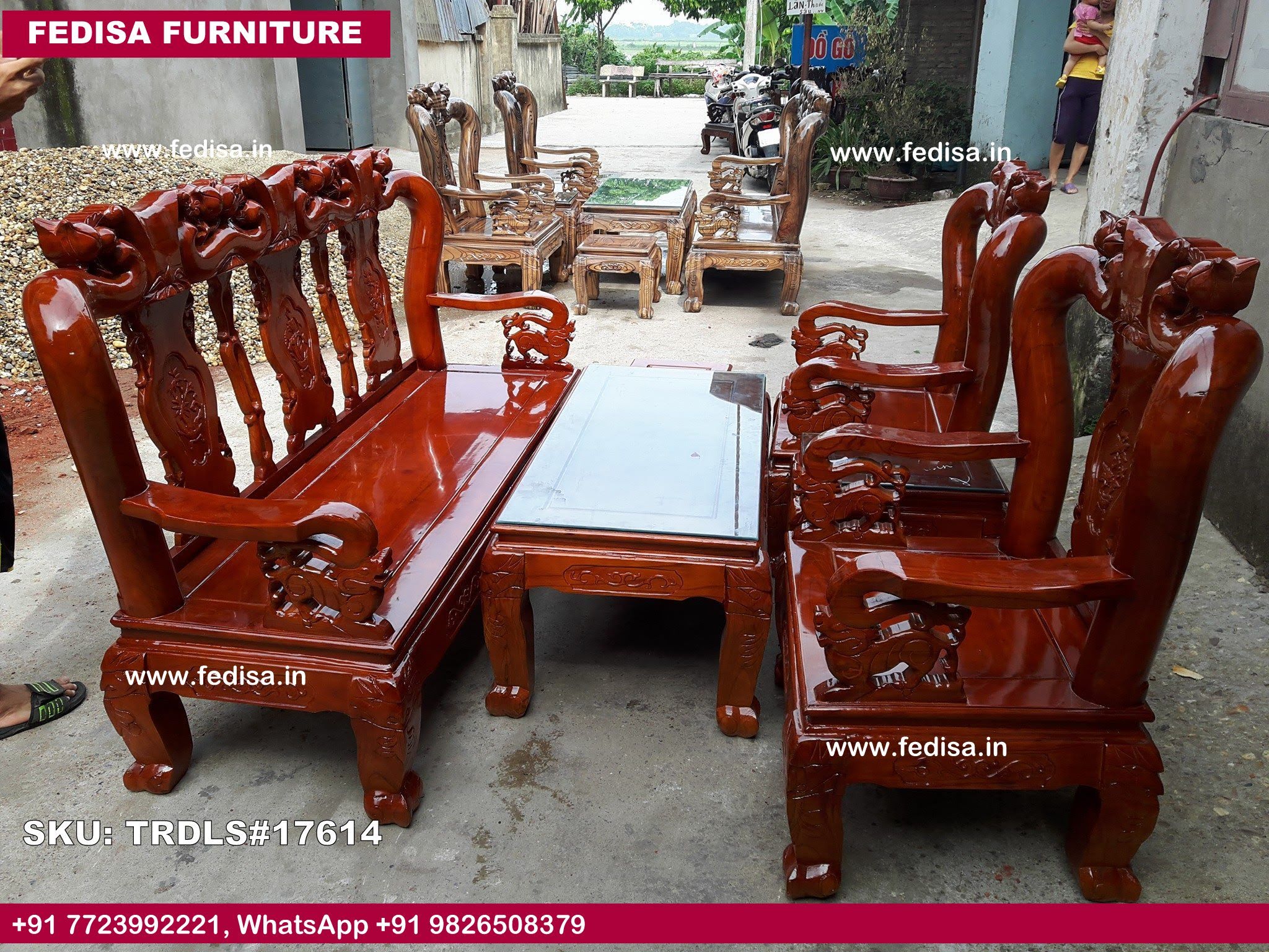 Traditional Teak Wood Sofa Set-0557