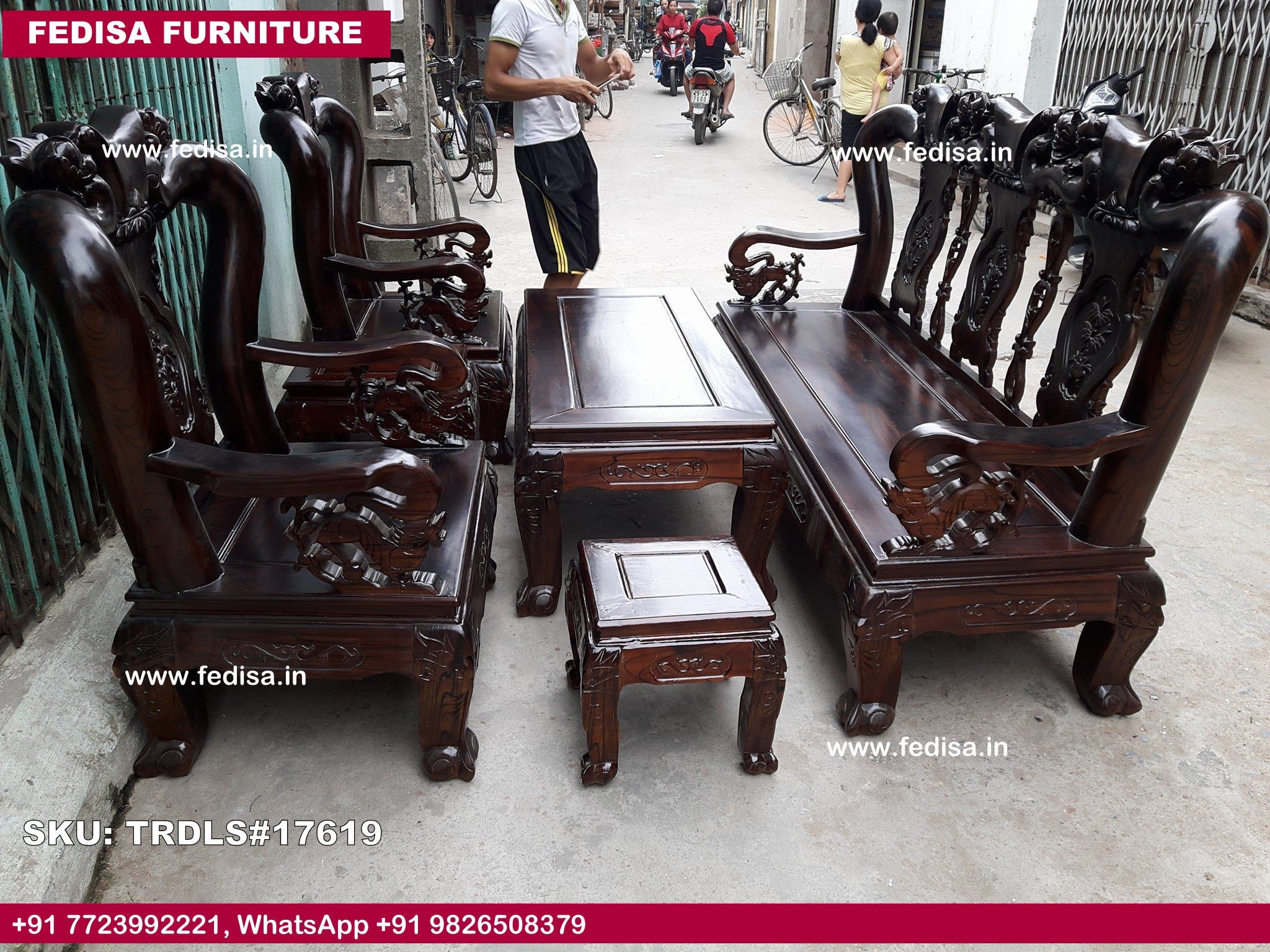 Traditional Teak Wood Sofa Set-0562