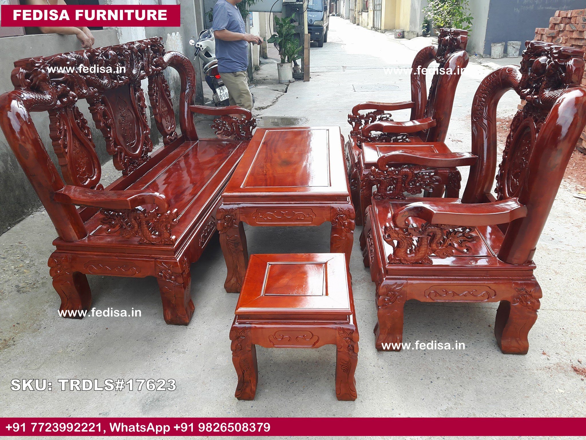 Traditional Teak Wood Sofa Set-0567