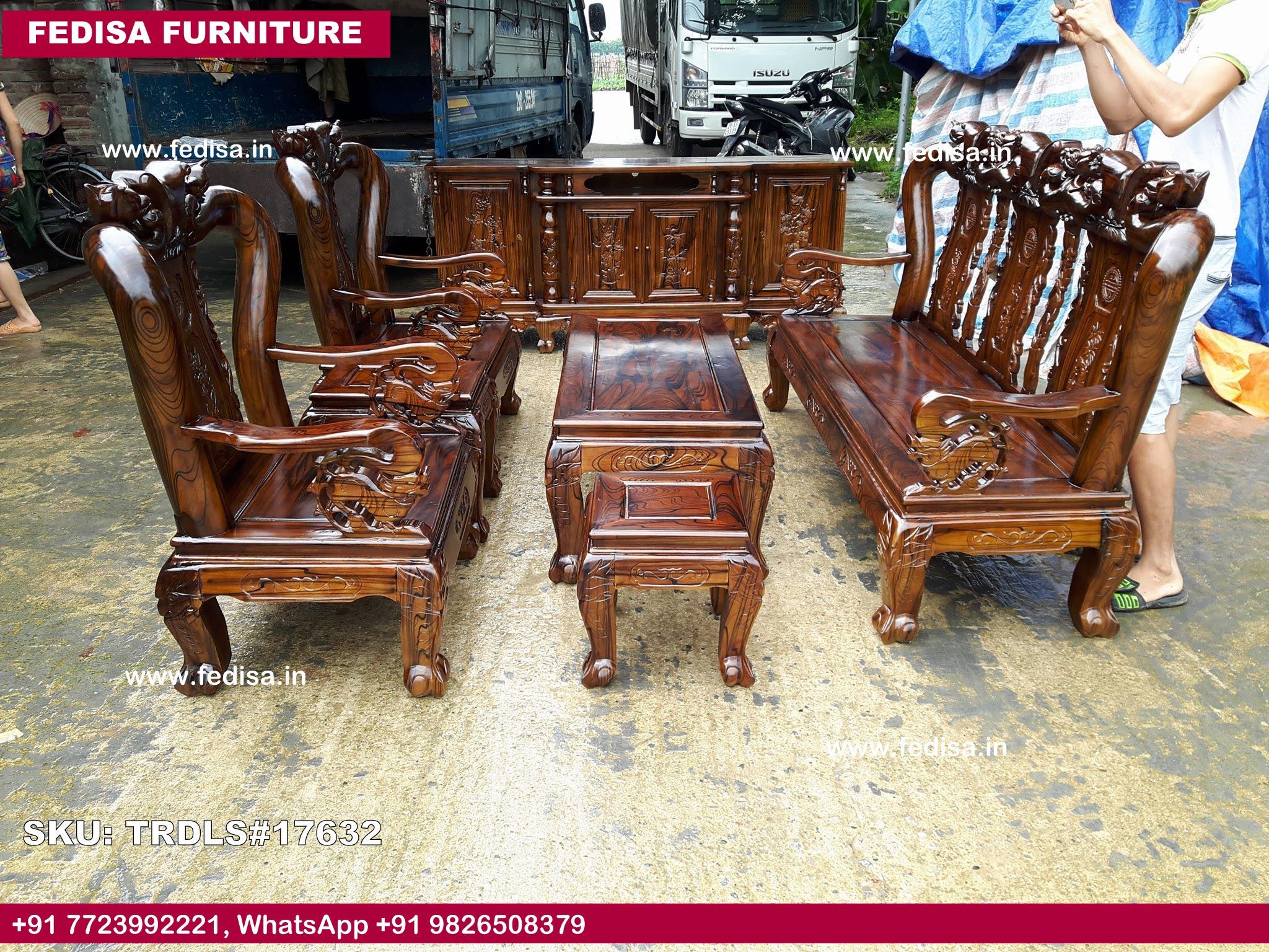 Traditional Teak Wood Sofa Set-0577