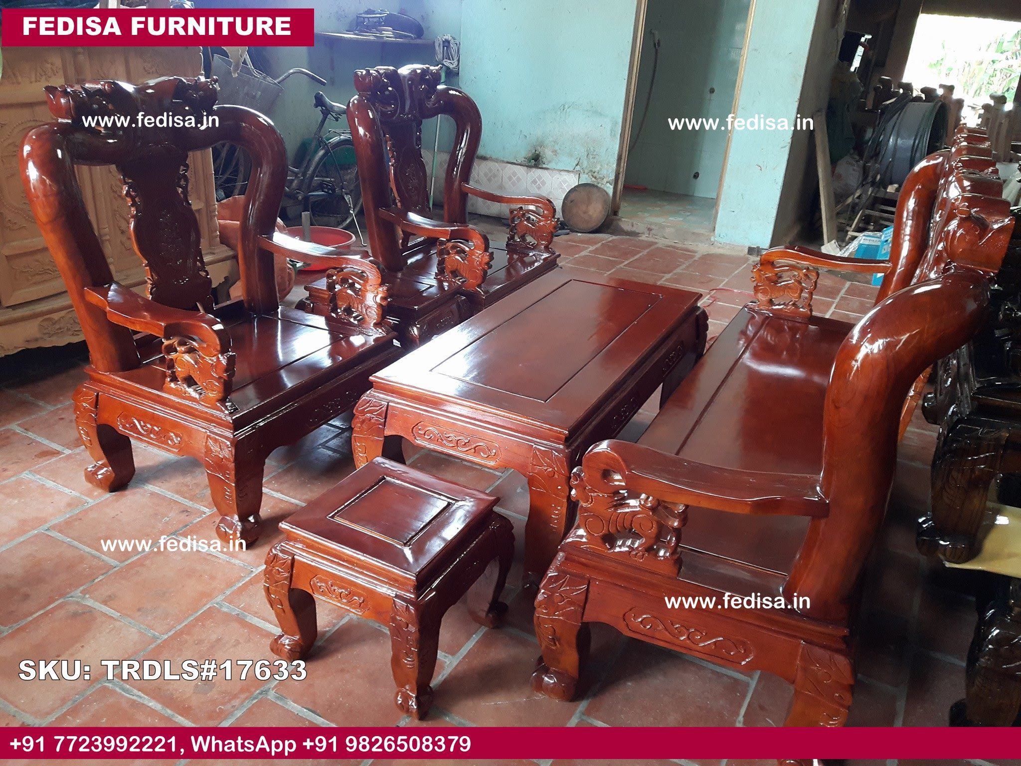 Traditional Teak Wood Sofa Set-0578