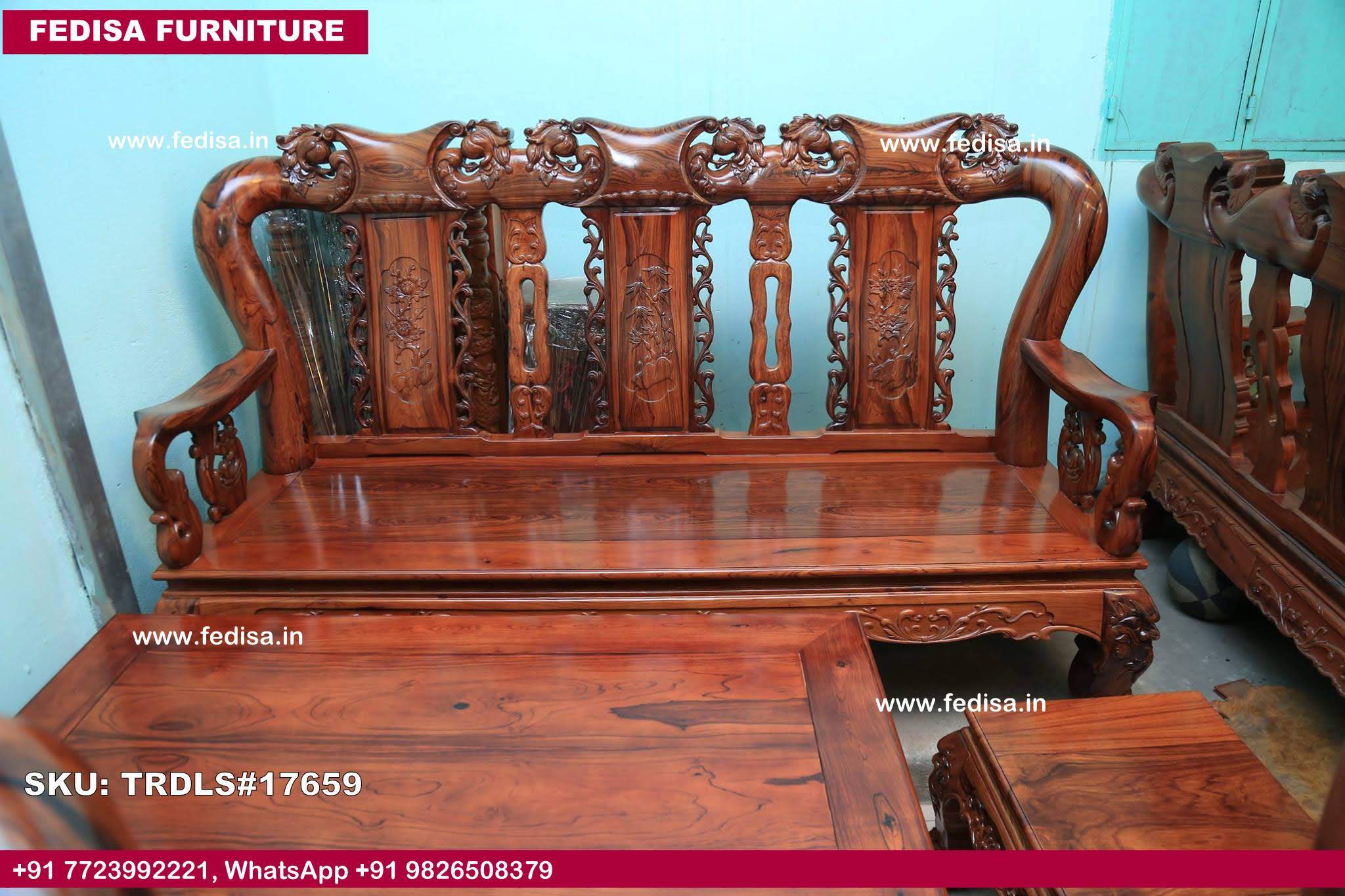 Traditional Teak Wood Sofa Set-0606