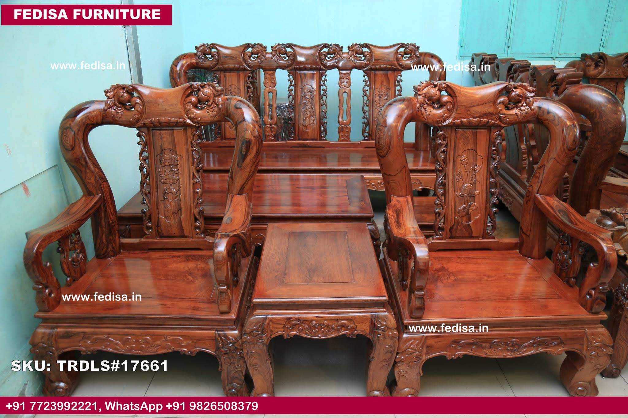 Traditional Teak Wood Sofa Set-0609