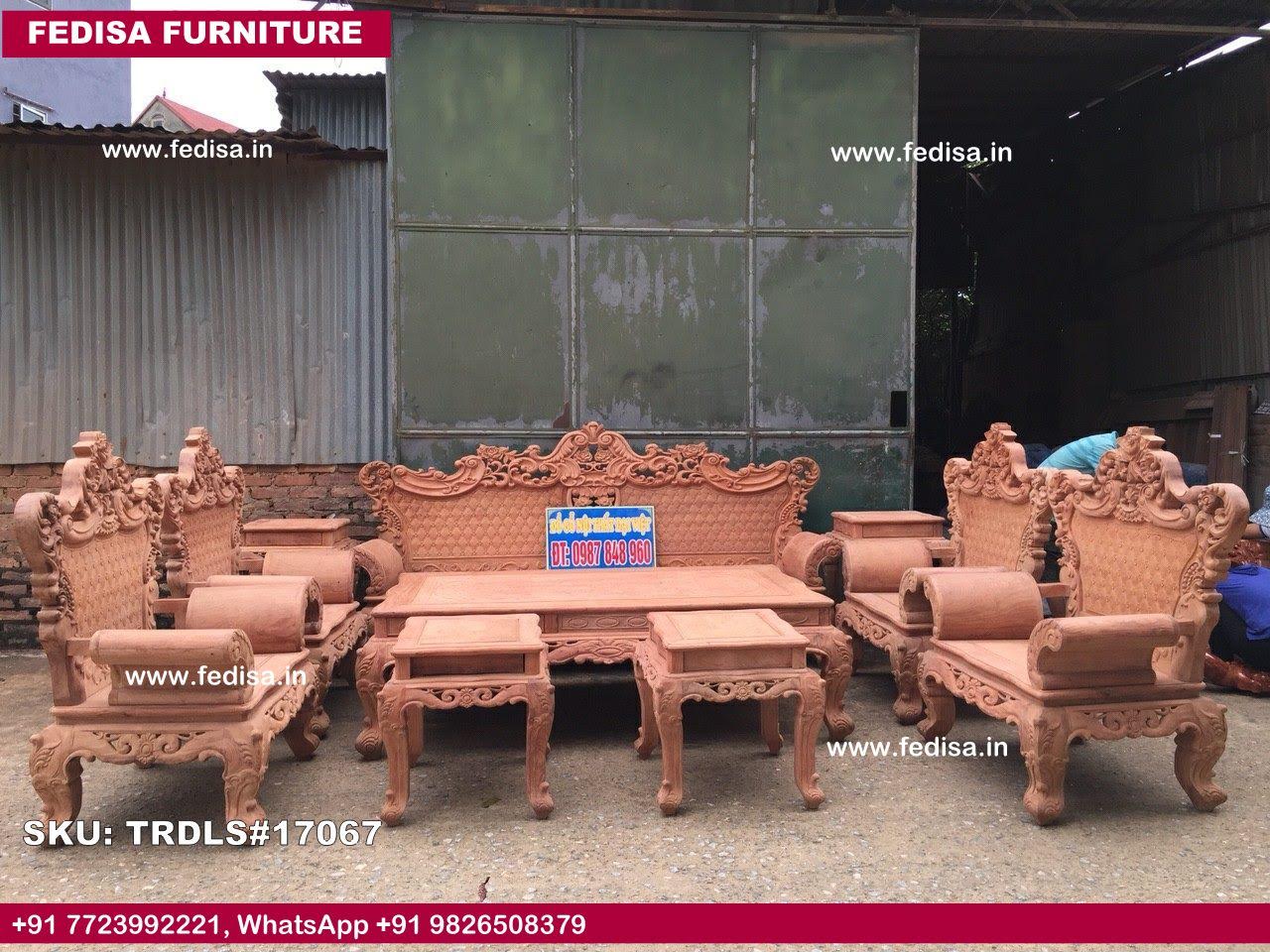 Traditional Teak Wood Sofa Set-0618