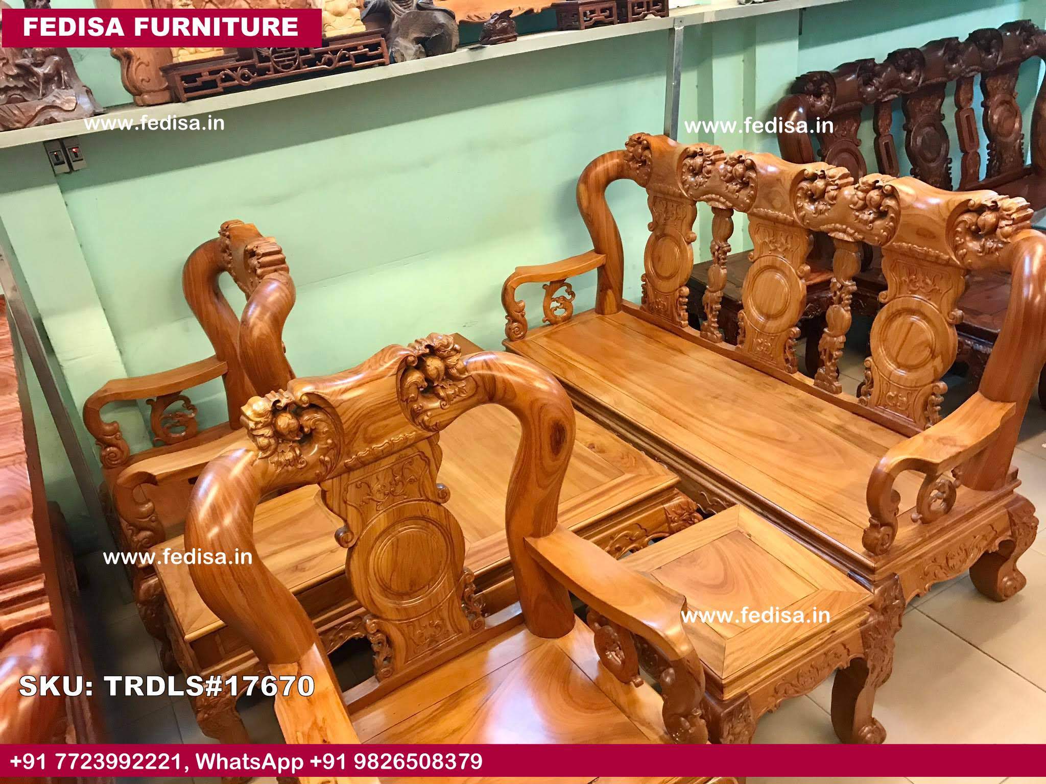 Traditional Teak Wood Sofa Set-0619