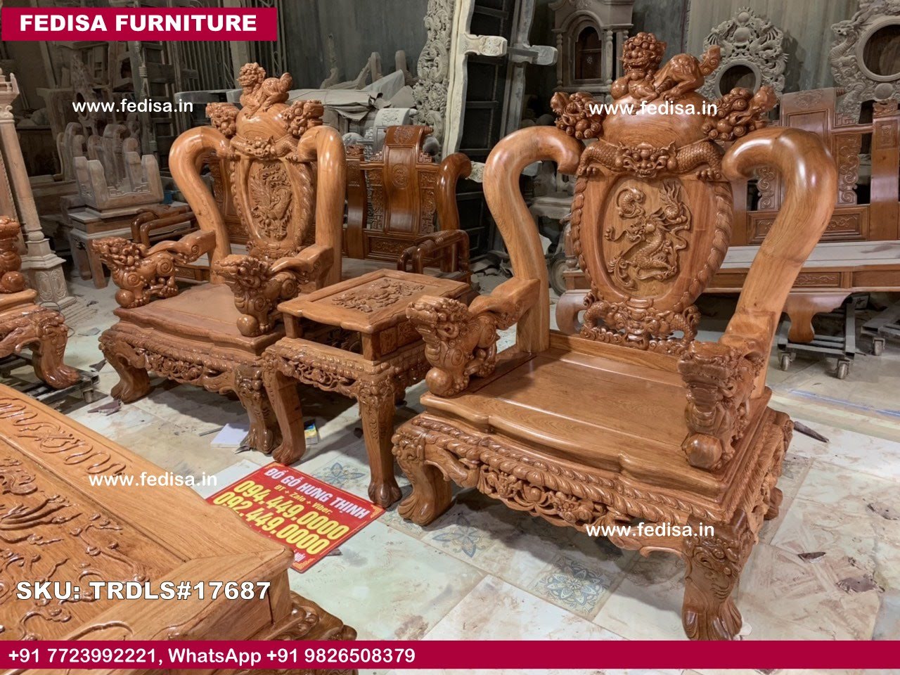 Traditional Teak Wood Sofa Set-0637