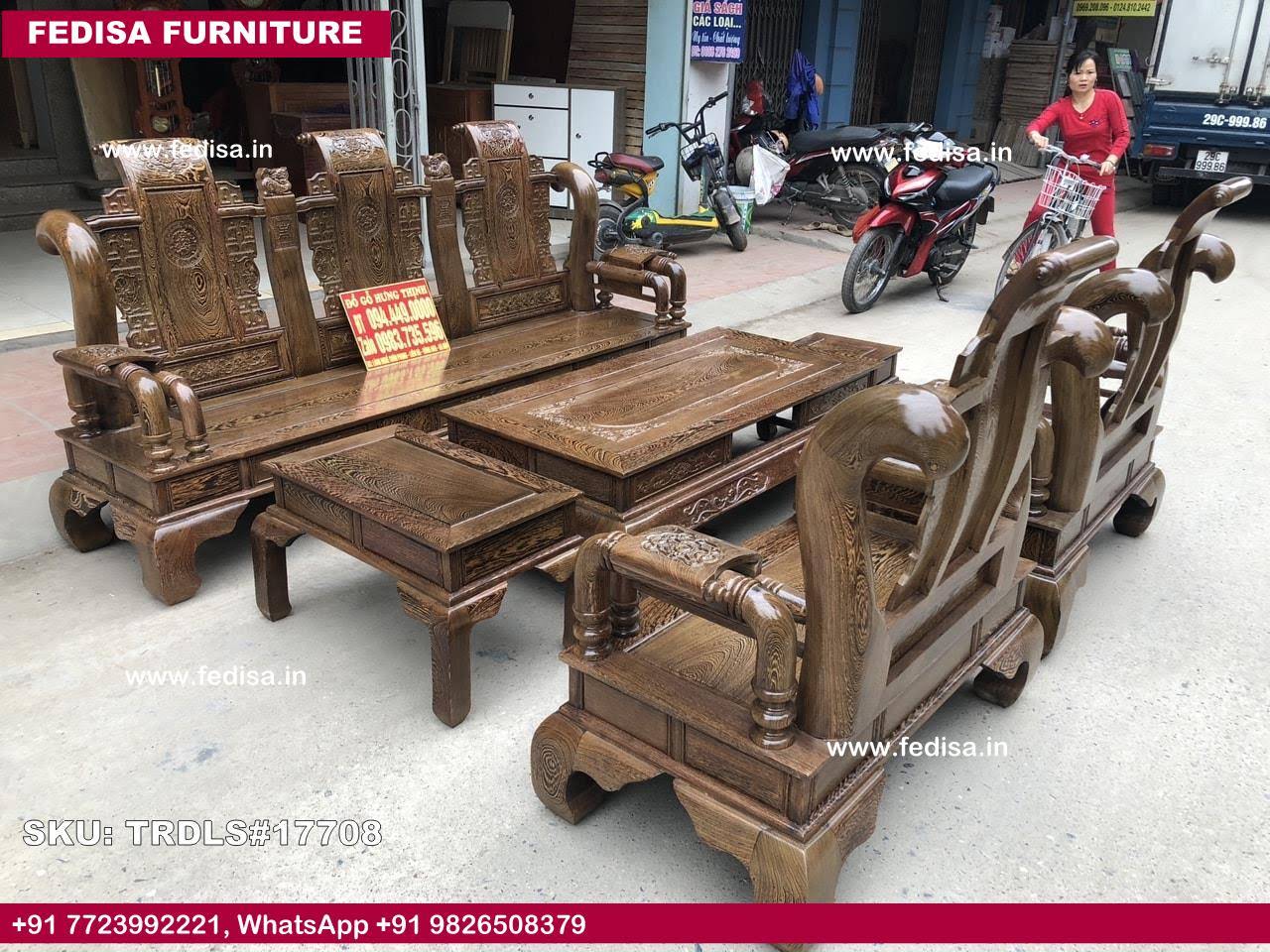 Traditional Teak Wood Sofa Set-0661