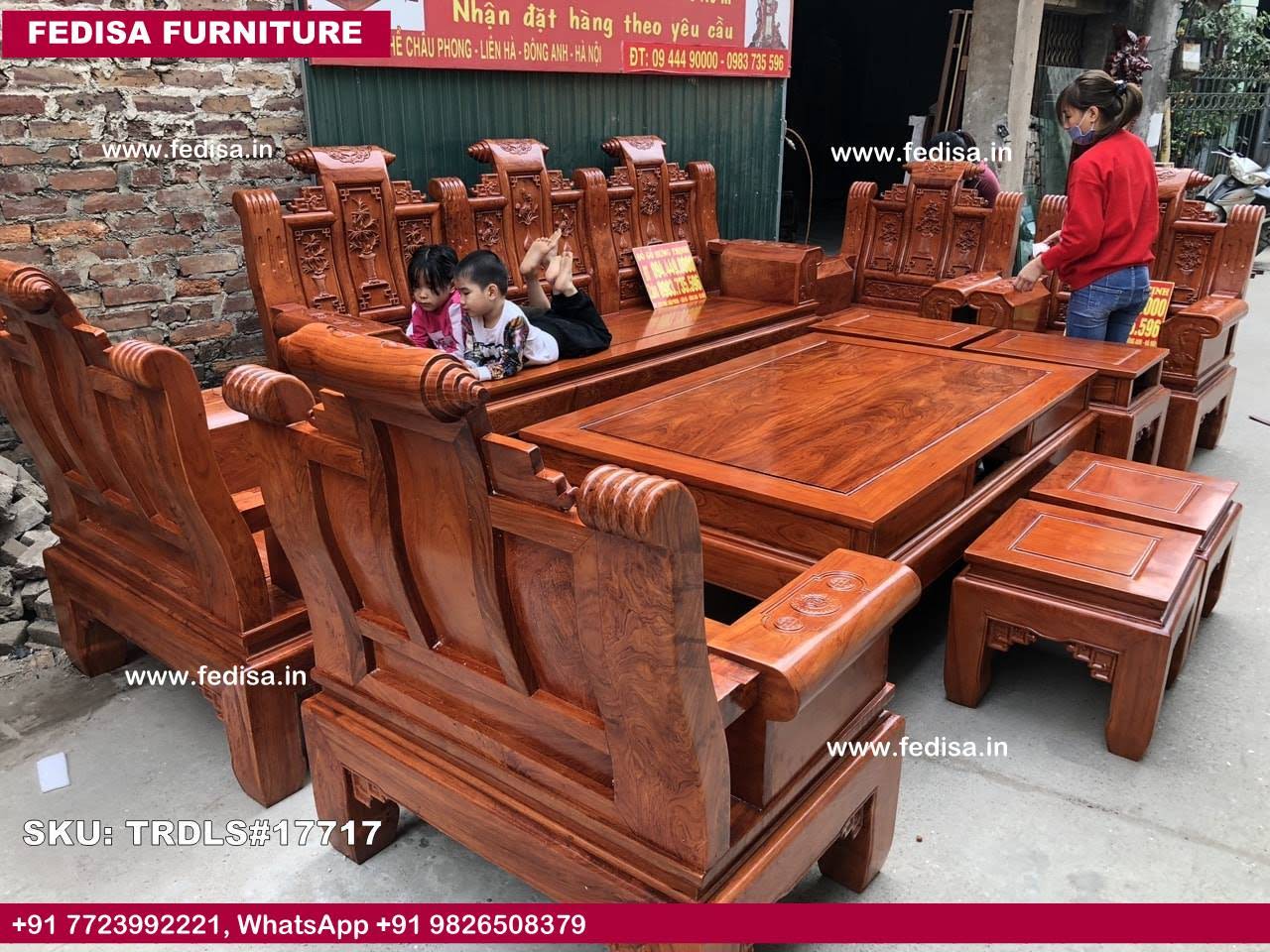 Traditional Teak Wood Sofa Set-0671