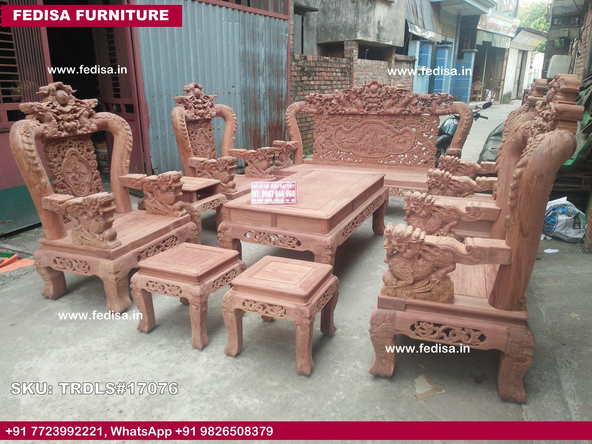 Traditional Teak Wood Sofa Set-0718
