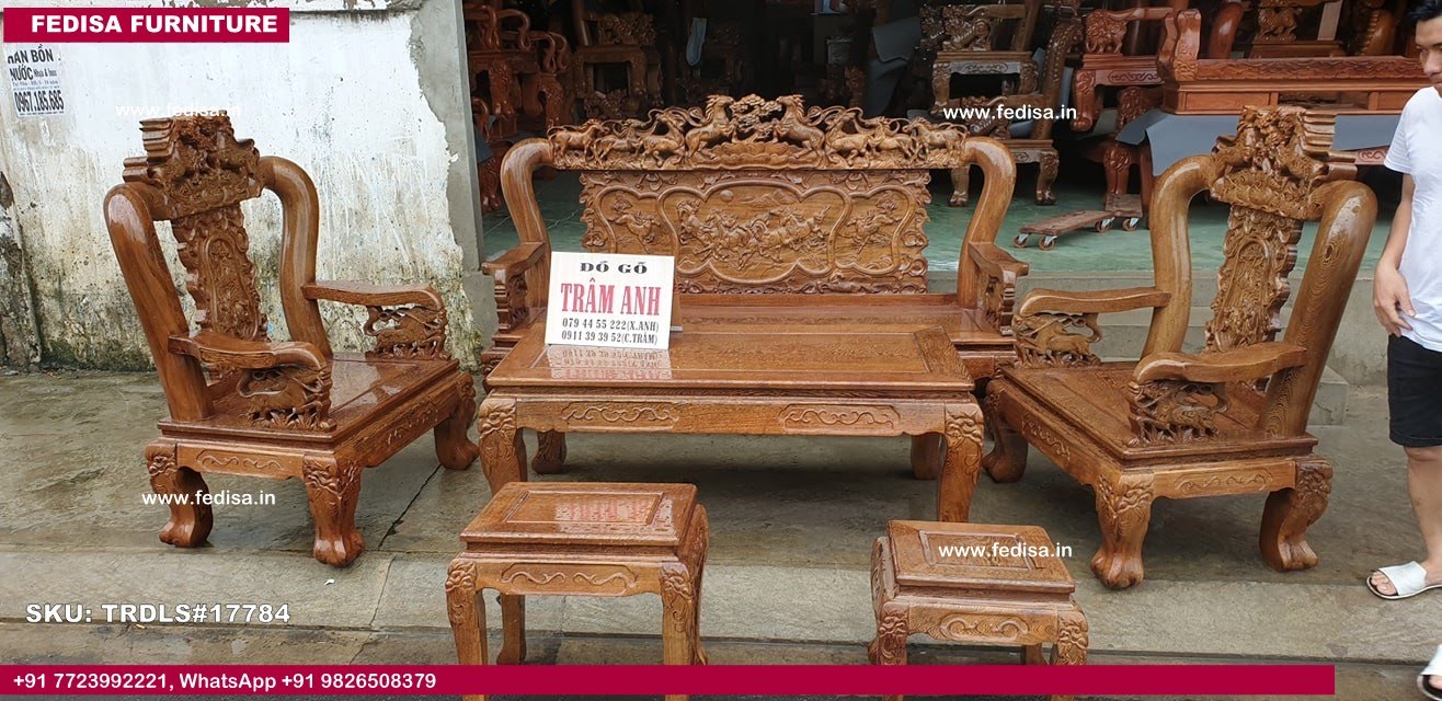 Traditional Teak Wood Sofa Set-0745