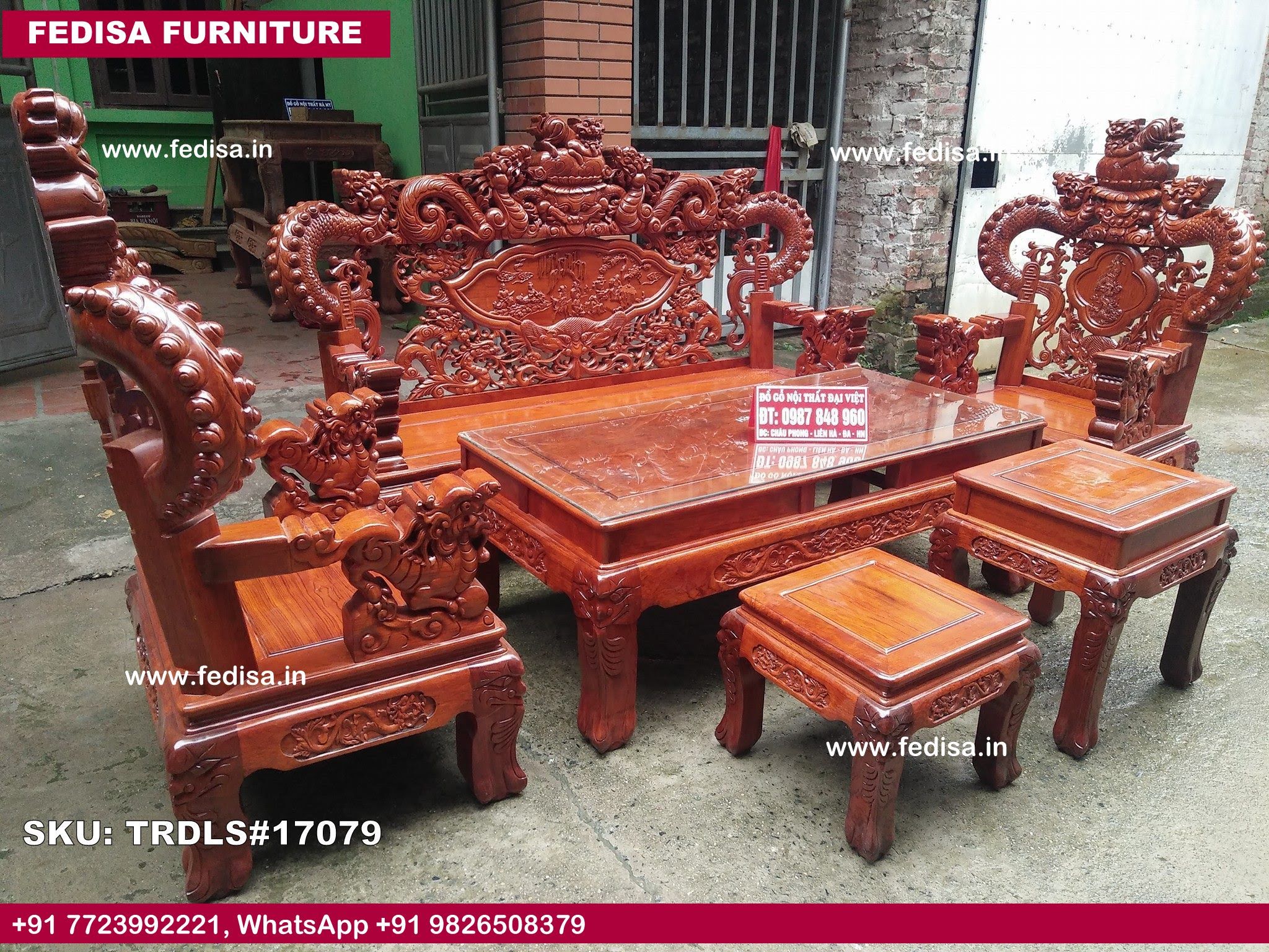 Traditional Teak Wood Sofa Set-0751