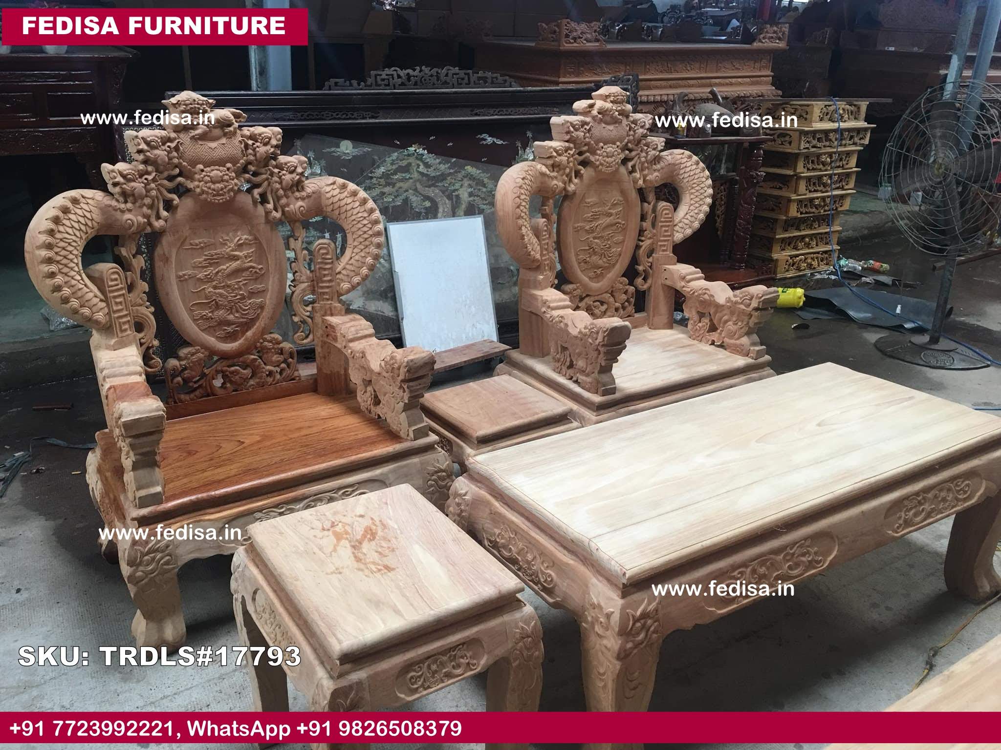 Traditional Teak Wood Sofa Set-0755