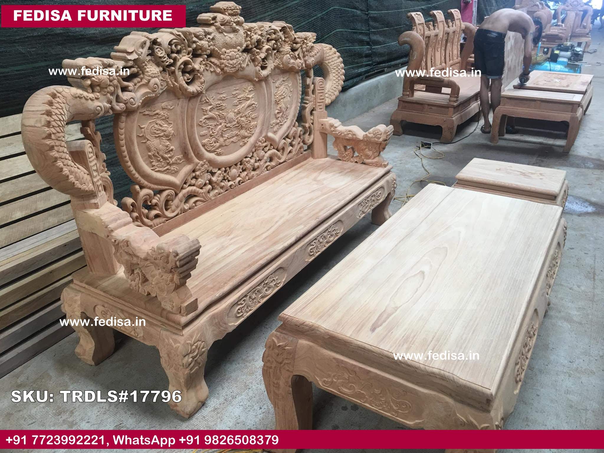 Traditional Teak Wood Sofa Set-0758