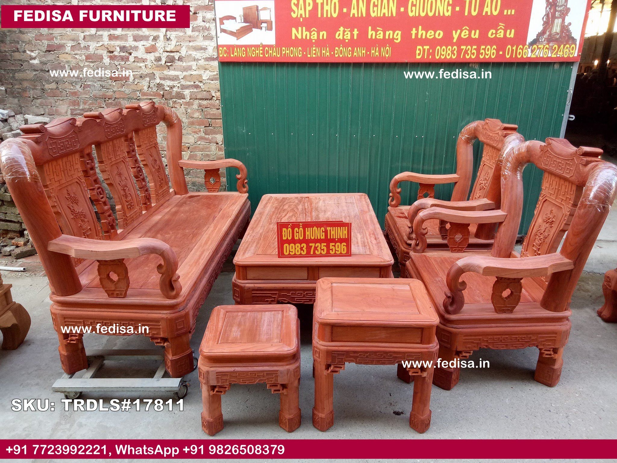 Traditional Teak Wood Sofa Set-0776