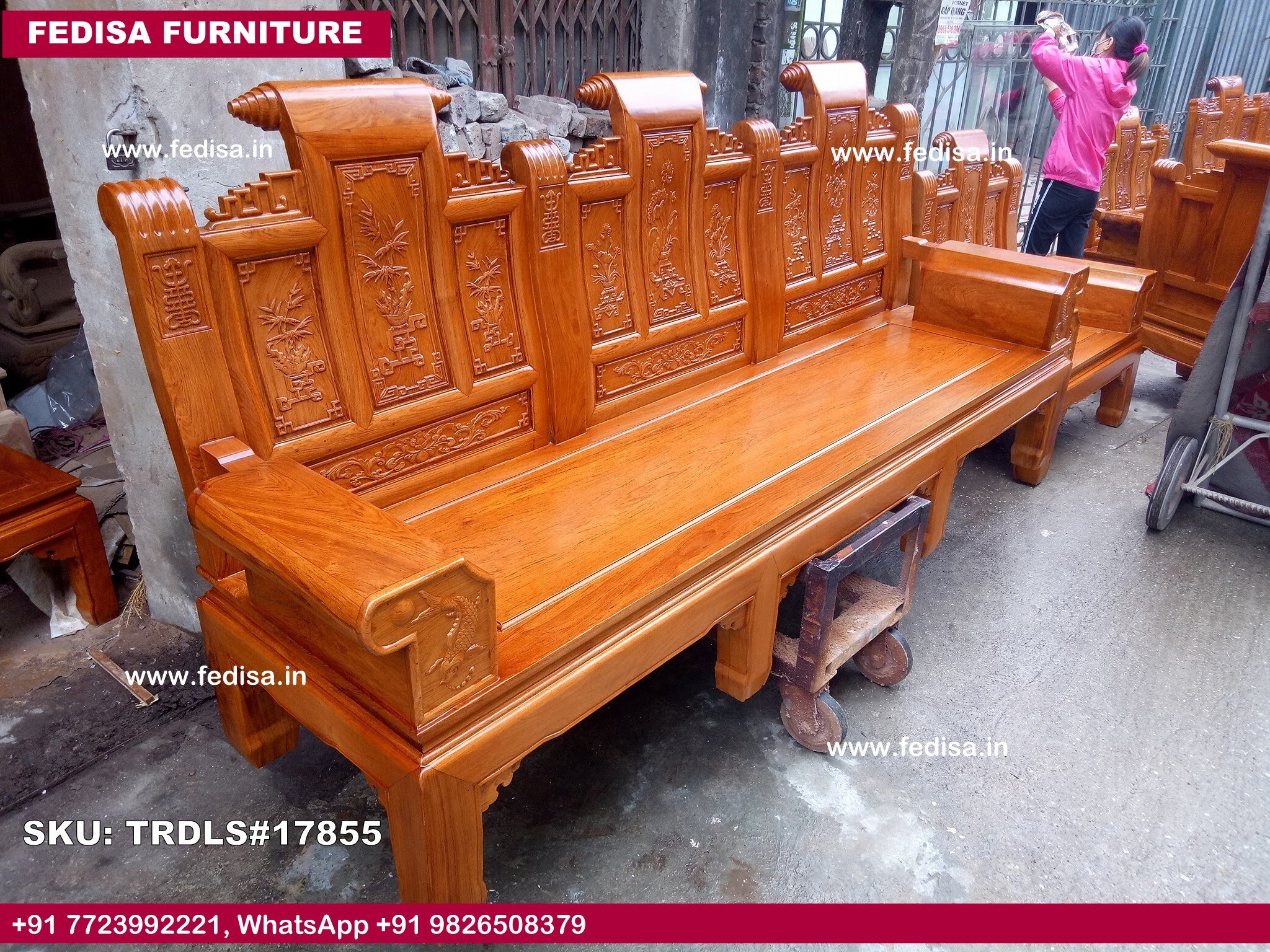 Traditional Teak Wood Sofa Set-0824