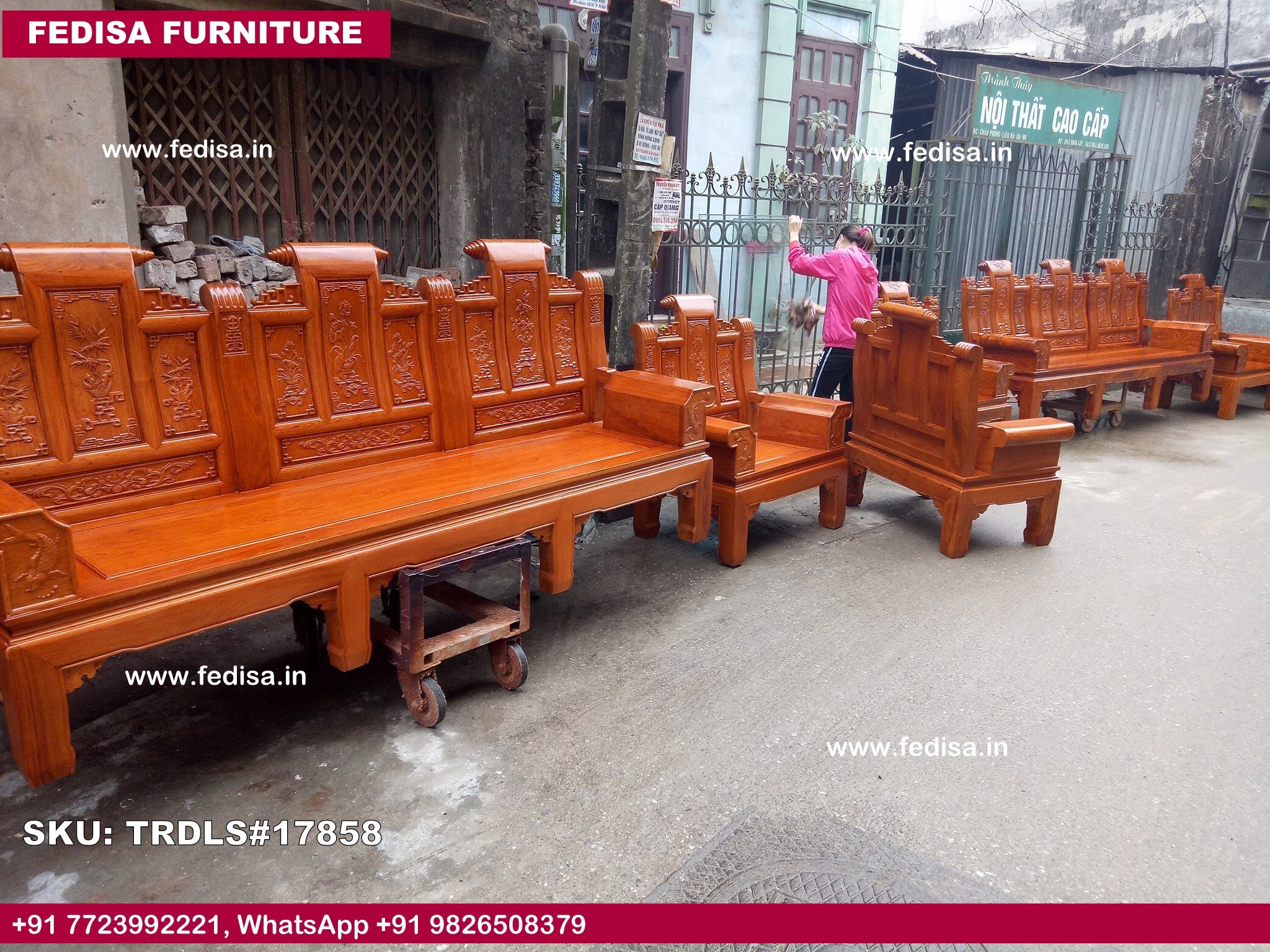 Traditional Teak Wood Sofa Set-0827