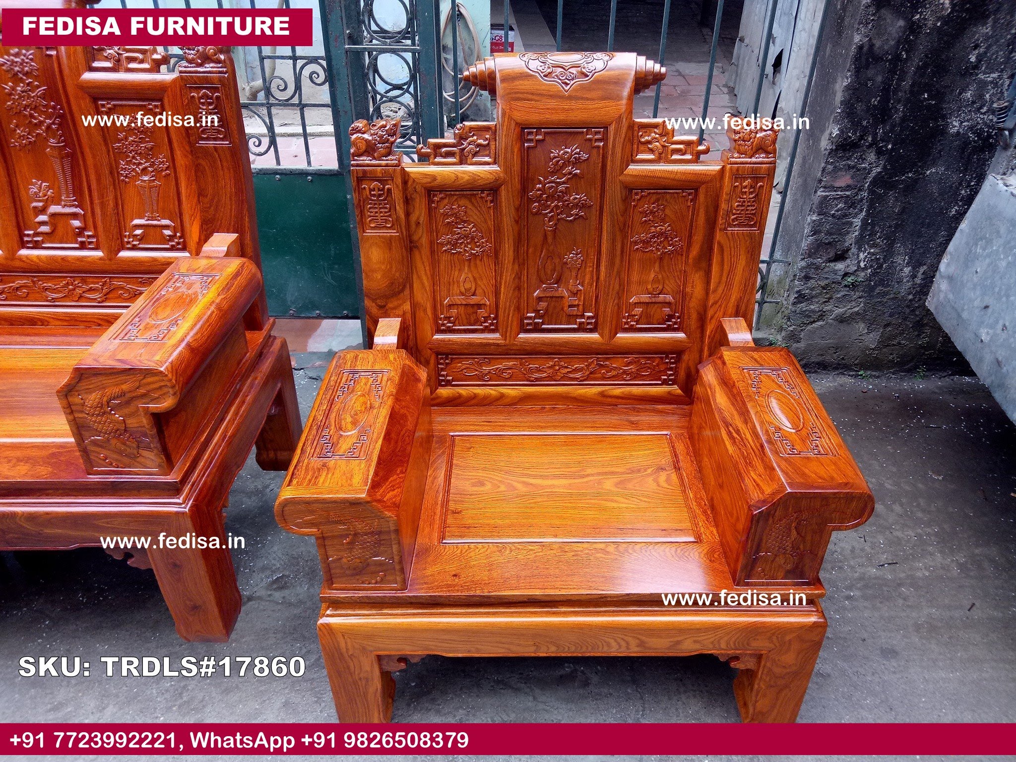 Traditional Teak Wood Sofa Set-0830