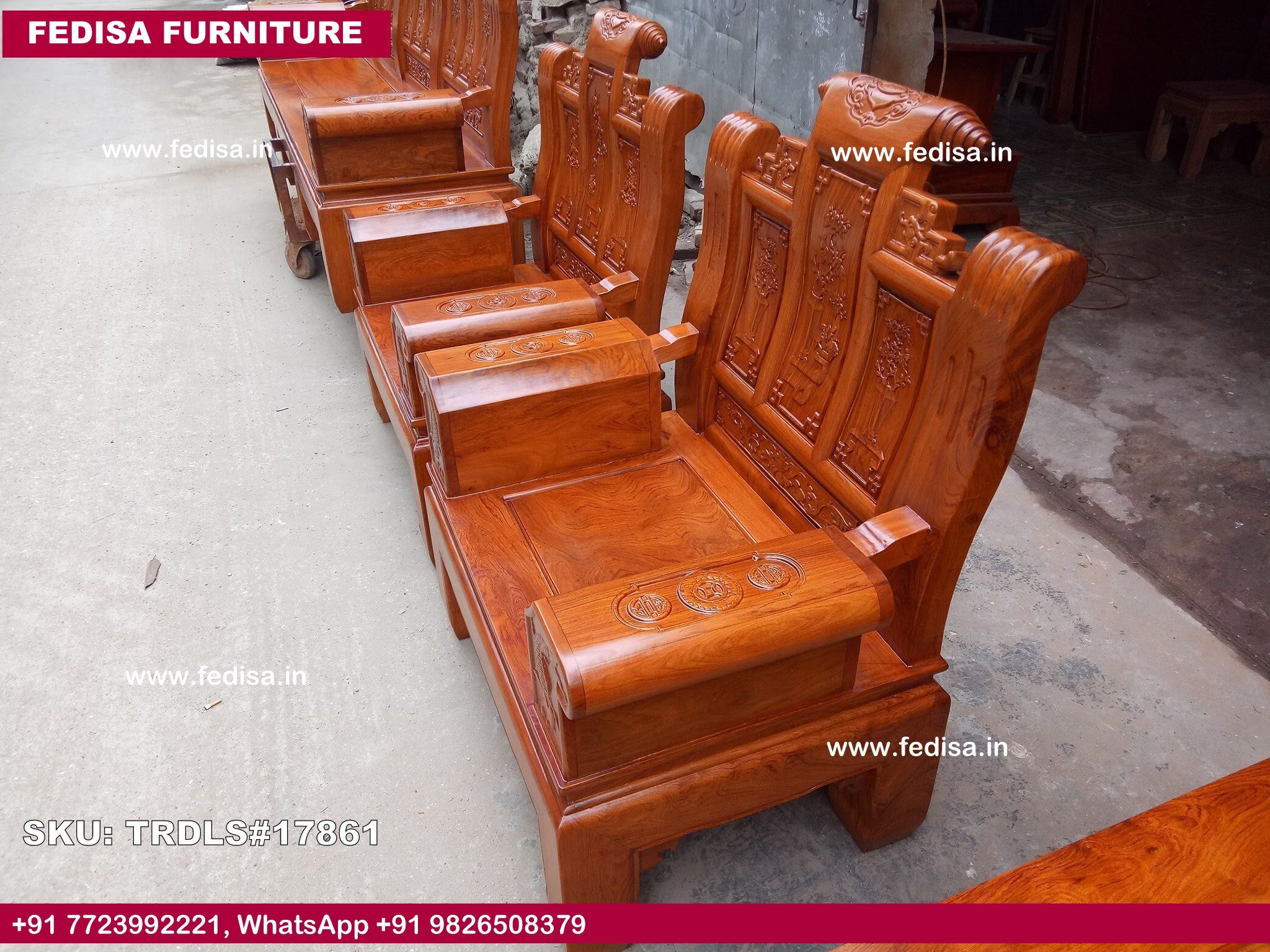 Traditional Teak Wood Sofa Set-0831
