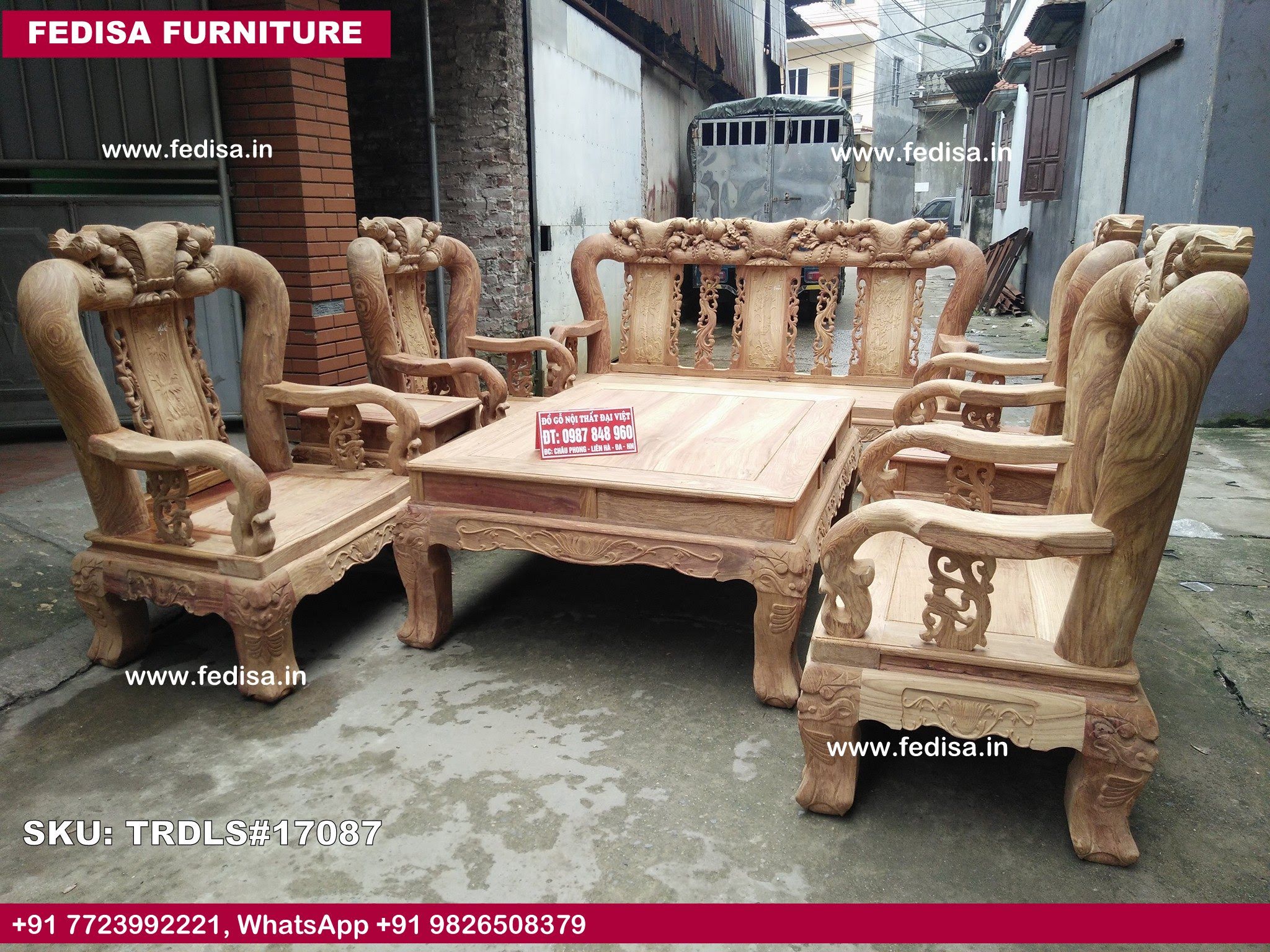 Traditional Teak Wood Sofa Set-0840