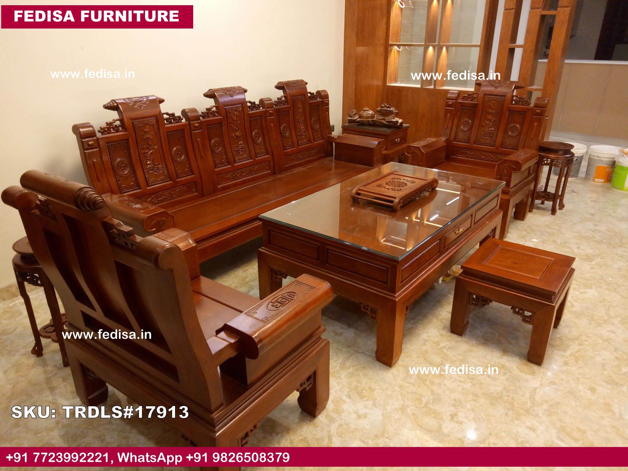 Traditional Teak Wood Sofa Set-0889