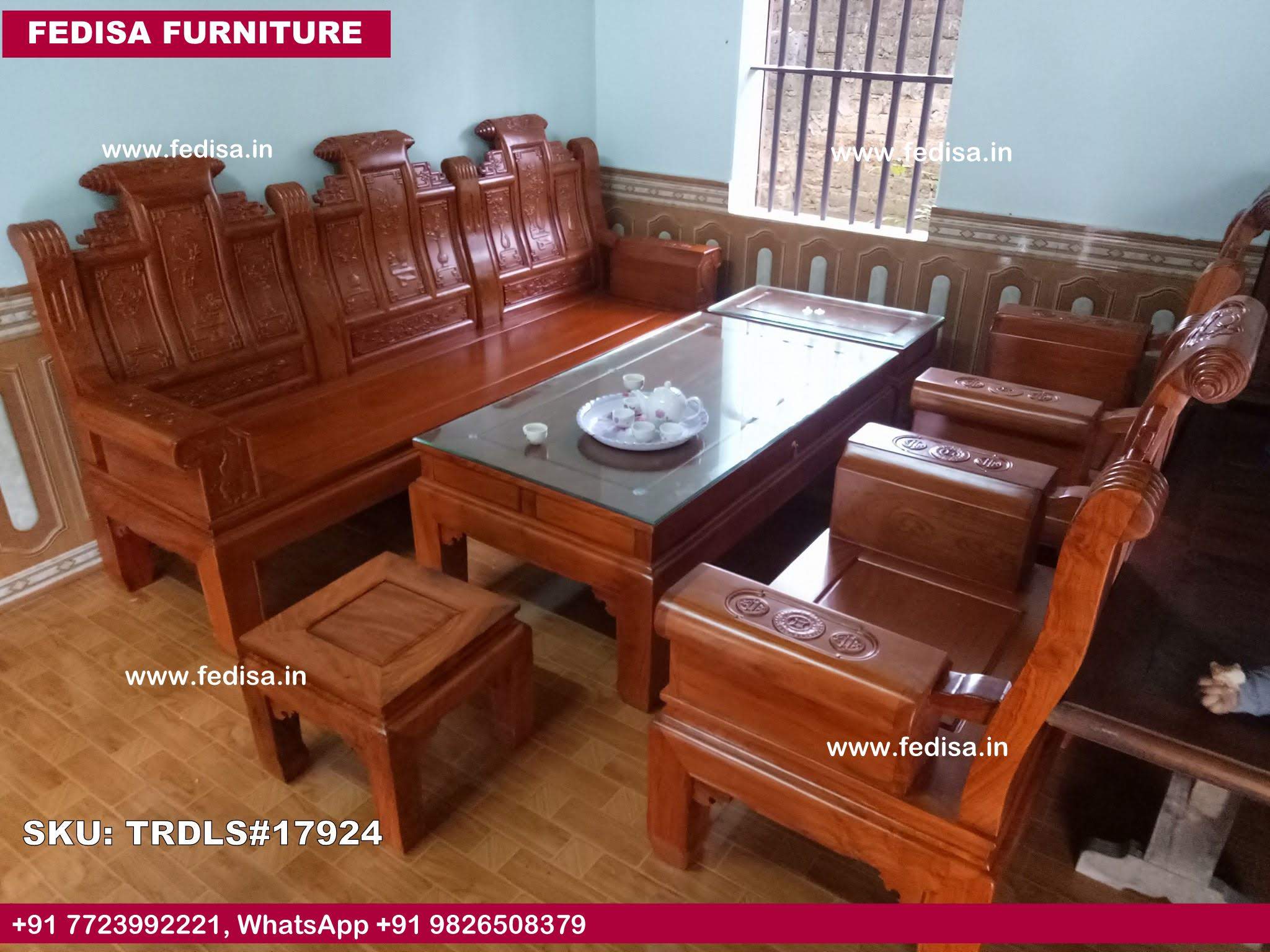 Traditional Teak Wood Sofa Set-0901