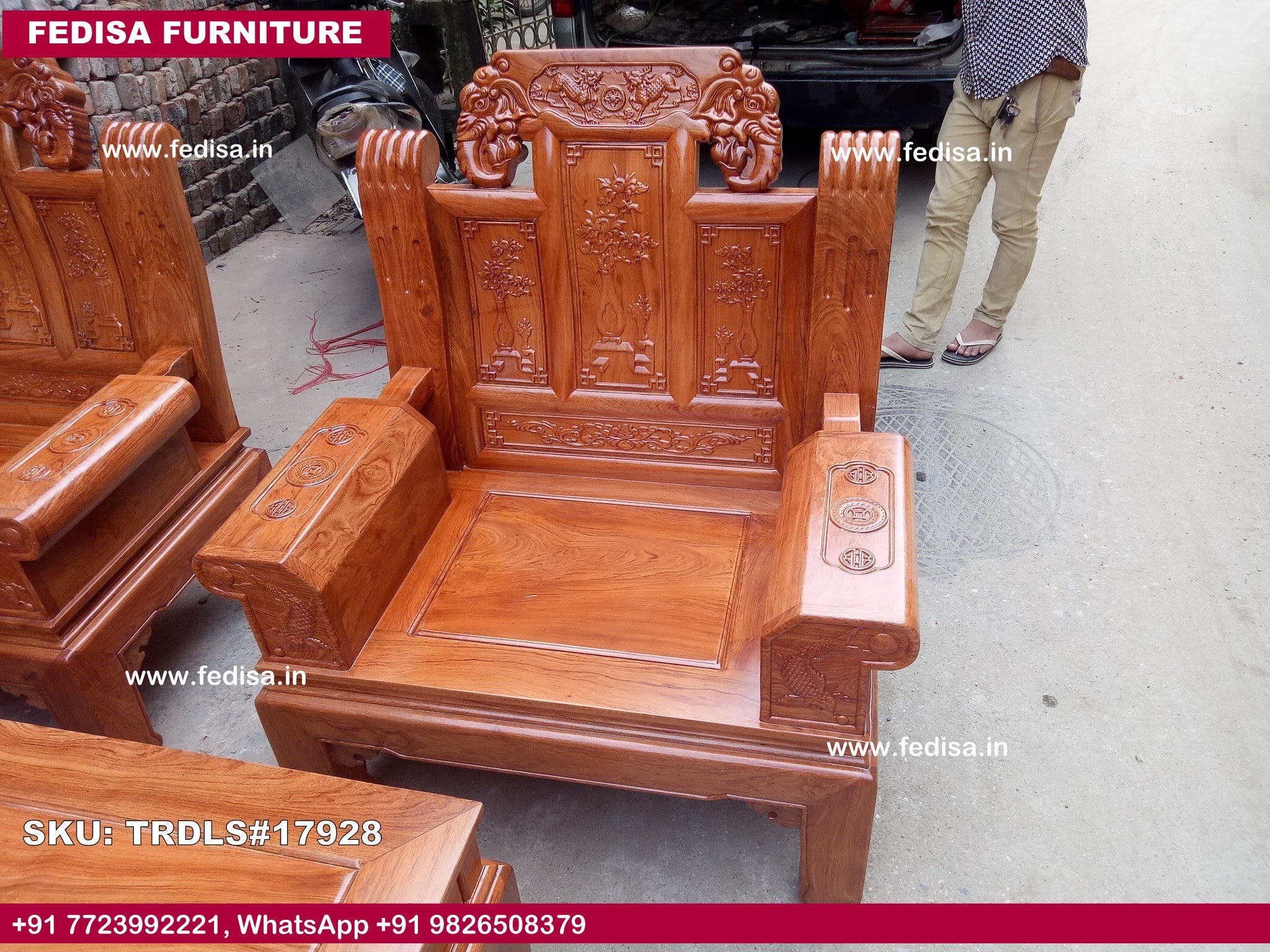 Traditional Teak Wood Sofa Set-0905